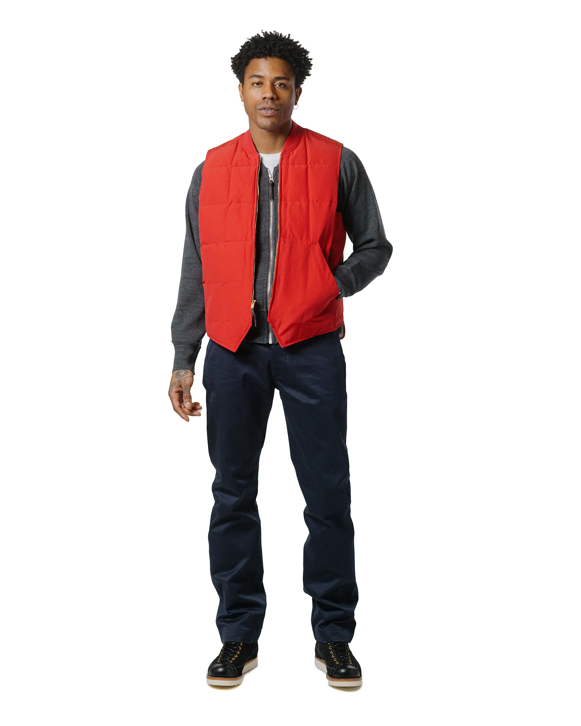 The Real McCoy's MJ24110 Cotton/Nylon Down Vest Red - Image 4