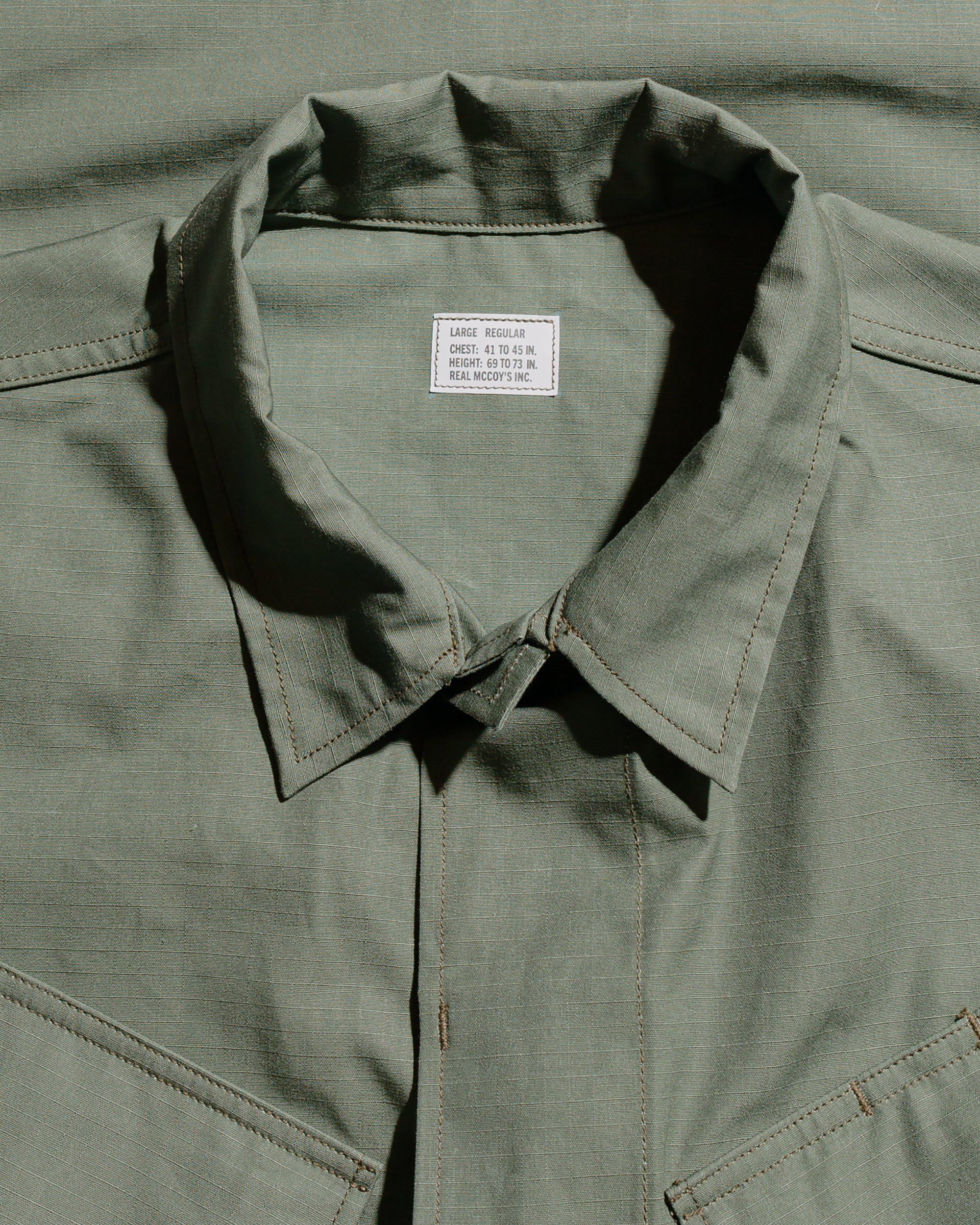 The Real McCoy's MJ25004 Coat, Man's, Cotton Rip-Stop Poplin Olive - Image 5