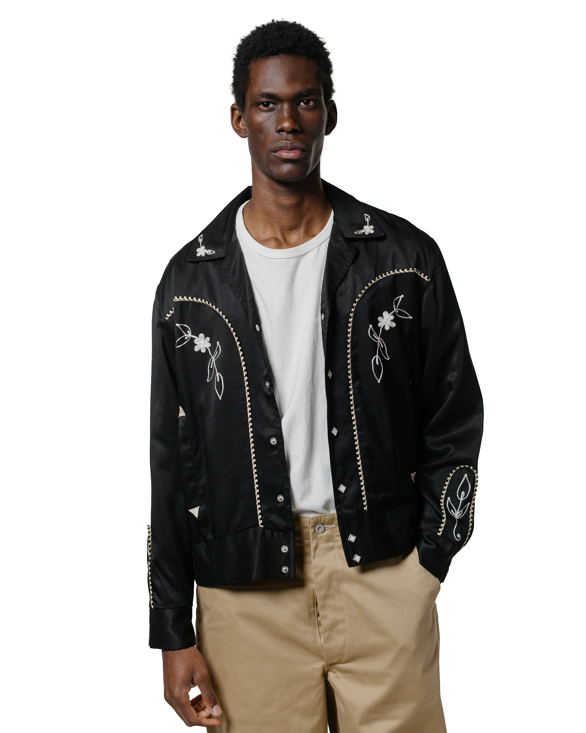 The Real McCoy's MJ25009 Embroidered Rayon Western Jacket Black - Image 2
