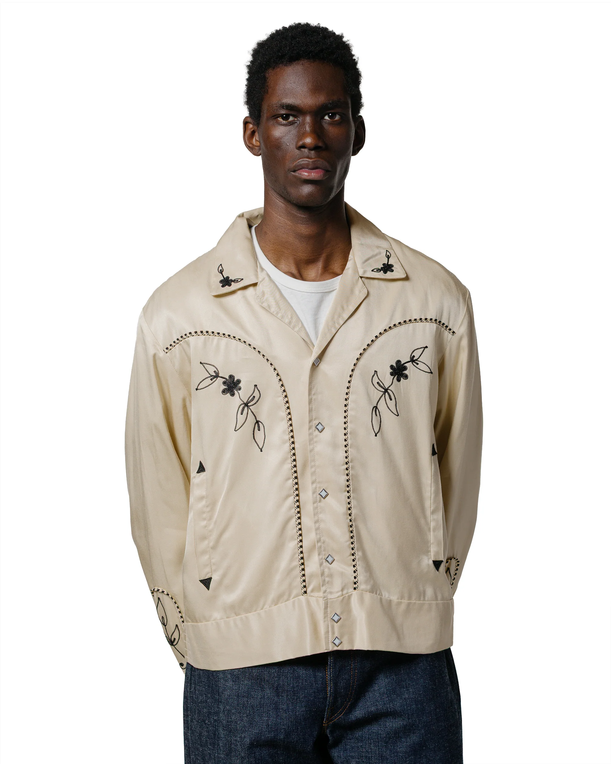 The Real McCoy's MJ25009 Embroidered Rayon Western Jacket Ecru - Image 2