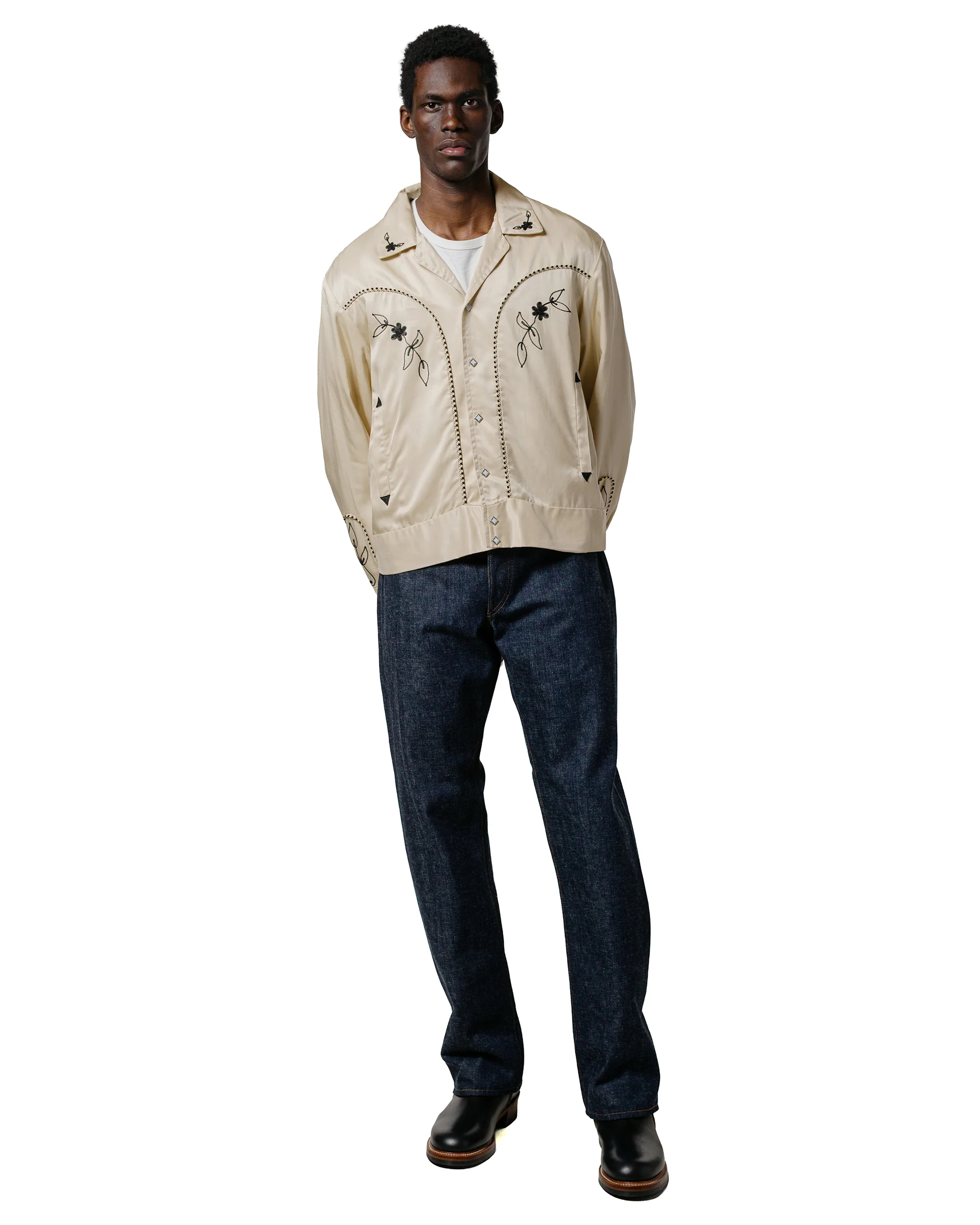 The Real McCoy's MJ25009 Embroidered Rayon Western Jacket Ecru - Image 4