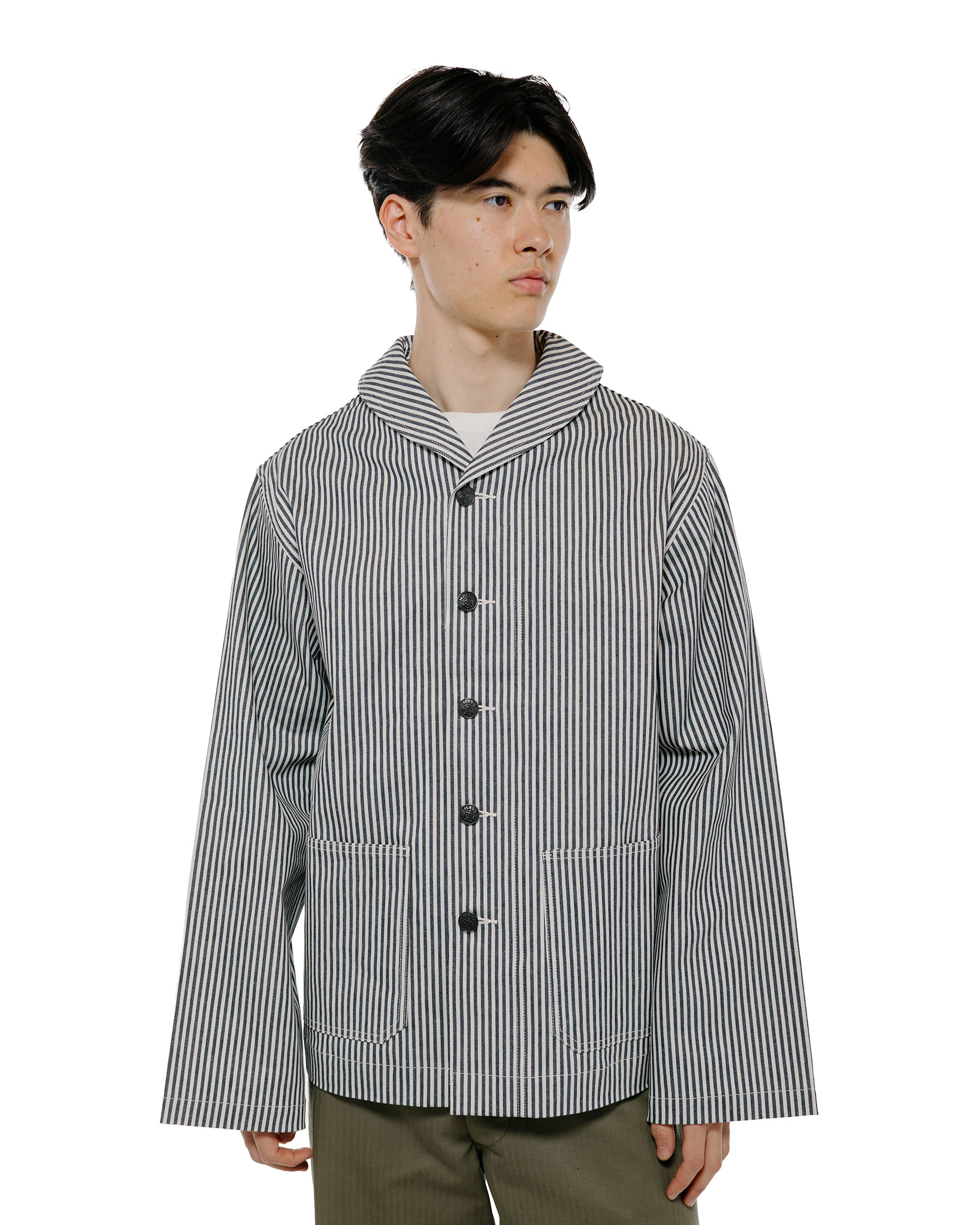 The Real McCoy's MJ26004 U.S. Navy Striped Dungaree Jumper White/Navy - Image 2