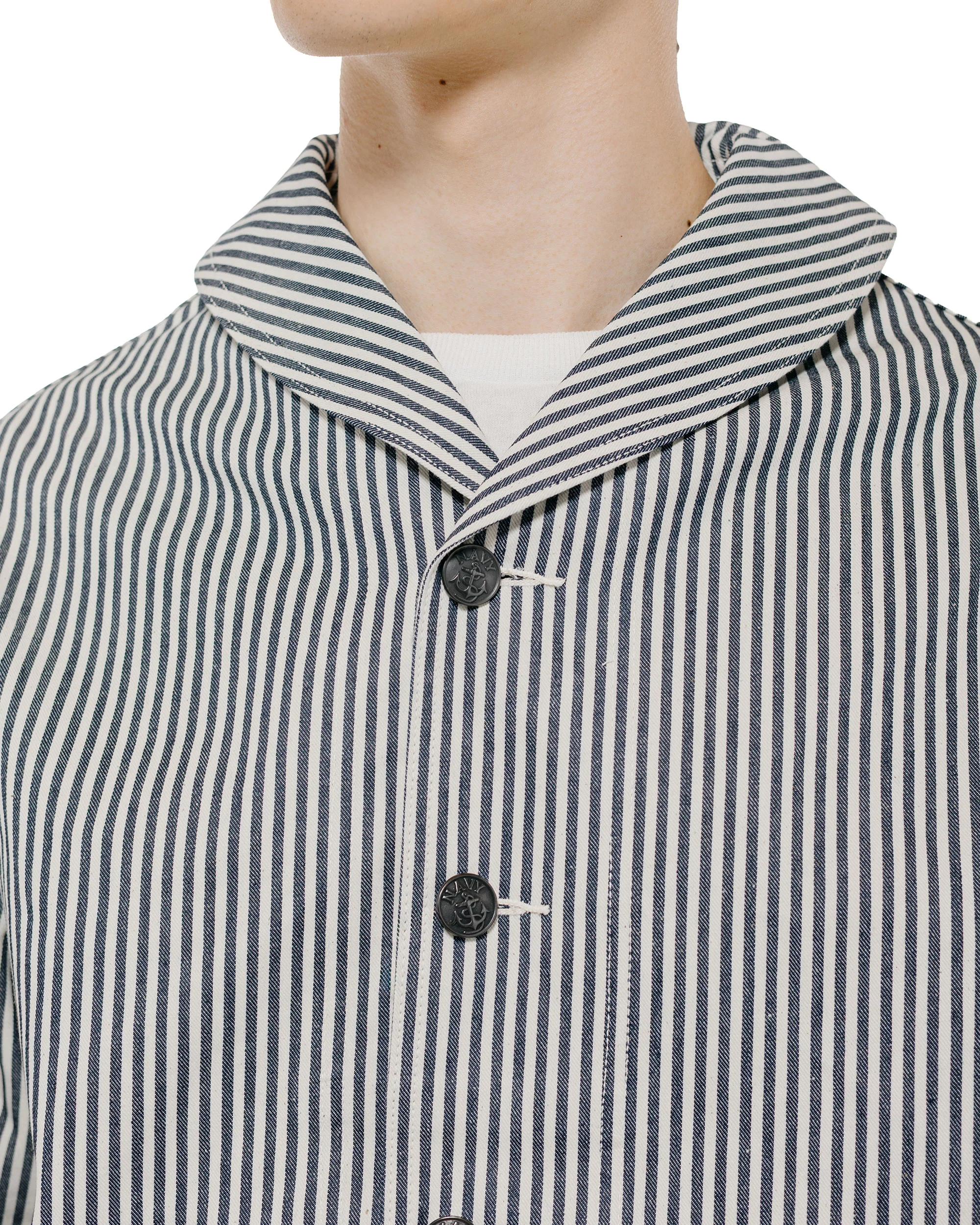 The Real McCoy's MJ26004 U.S. Navy Striped Dungaree Jumper White/Navy - Image 3