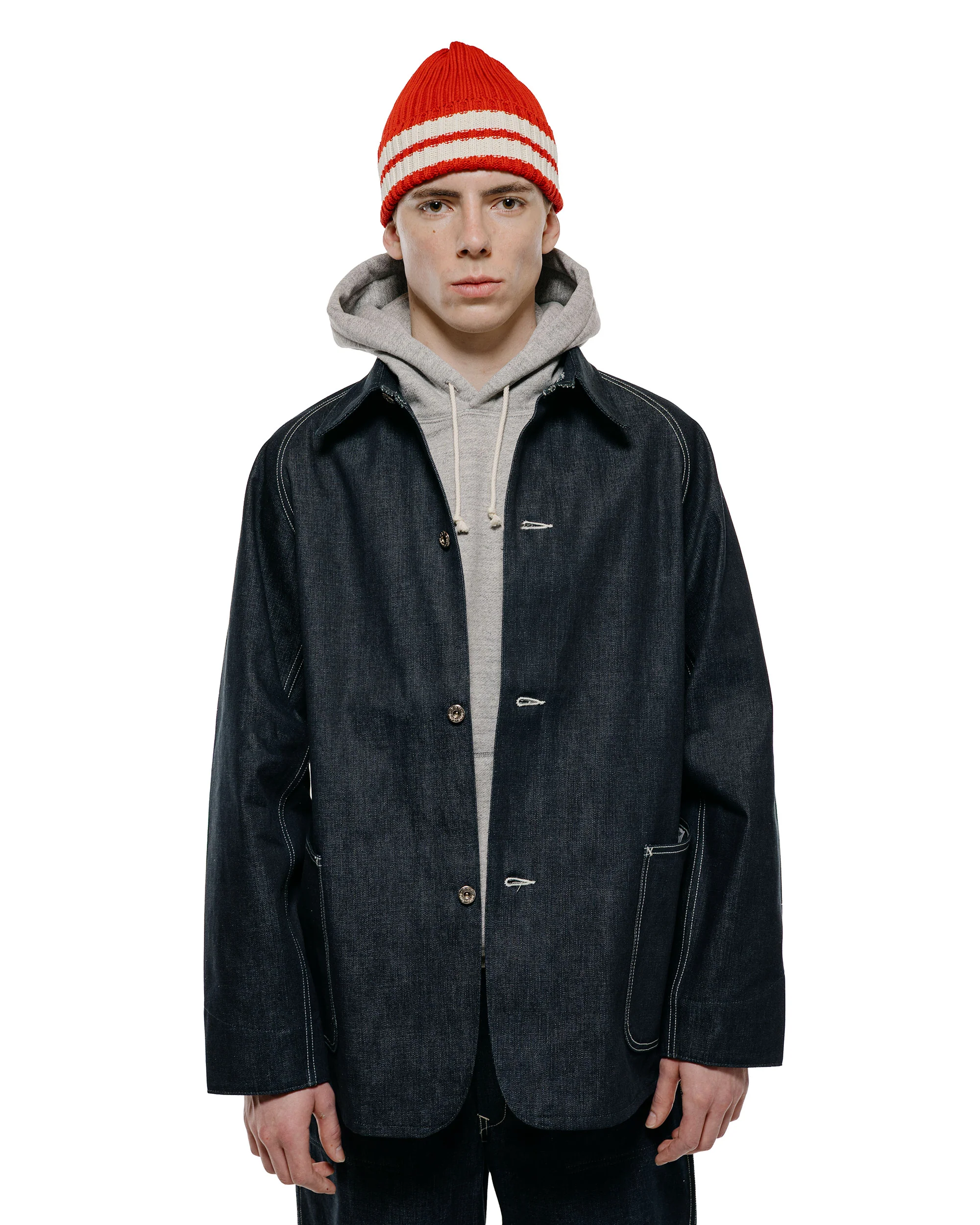 The Real McCoy's MJ26008 WWII Raglan Sleeve Denim Chore Coat Indigo - Image 2