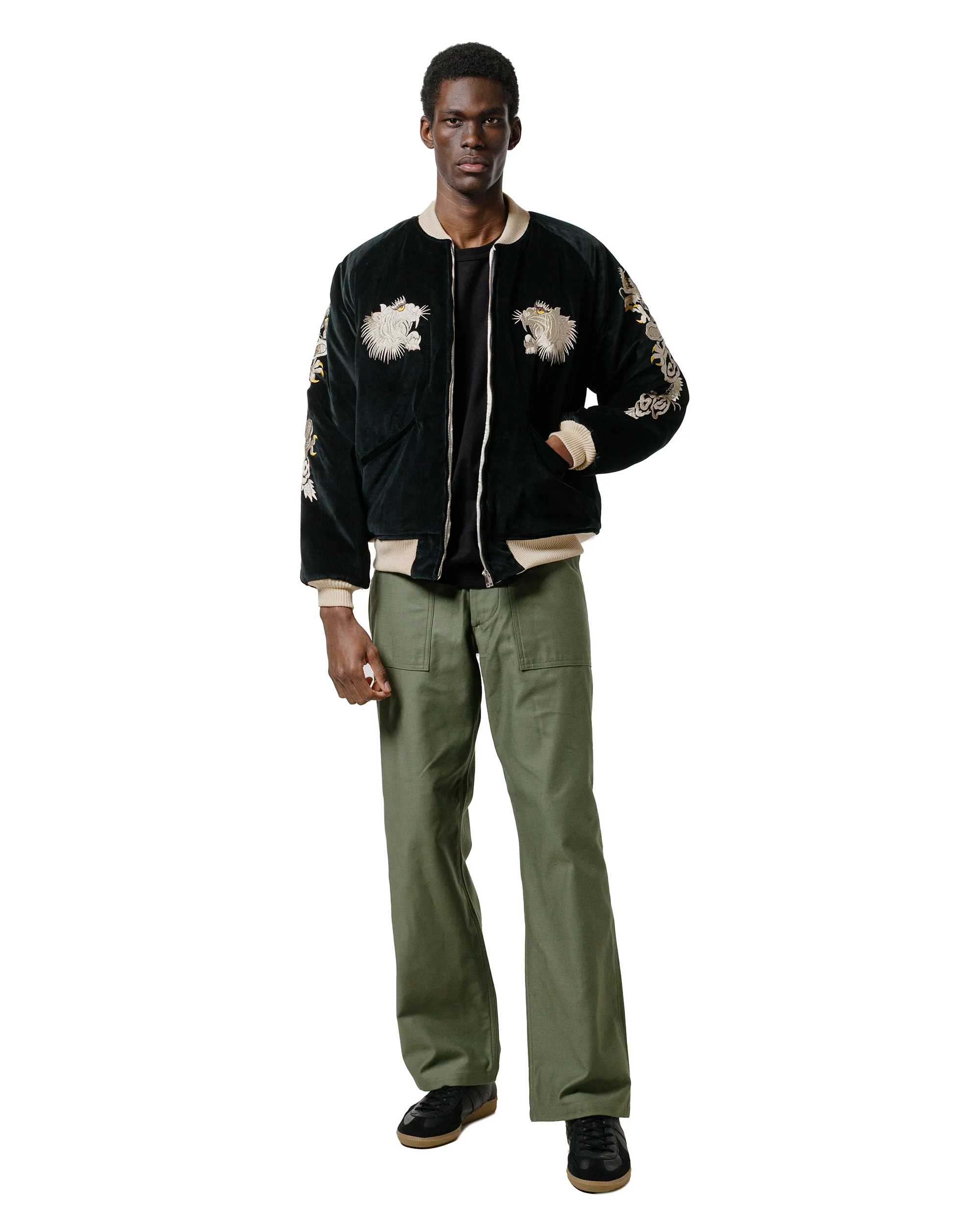The Real McCoy's MP23003 Trousers, Men's, Cotton Sateen, OG-107 Olive - Image 4