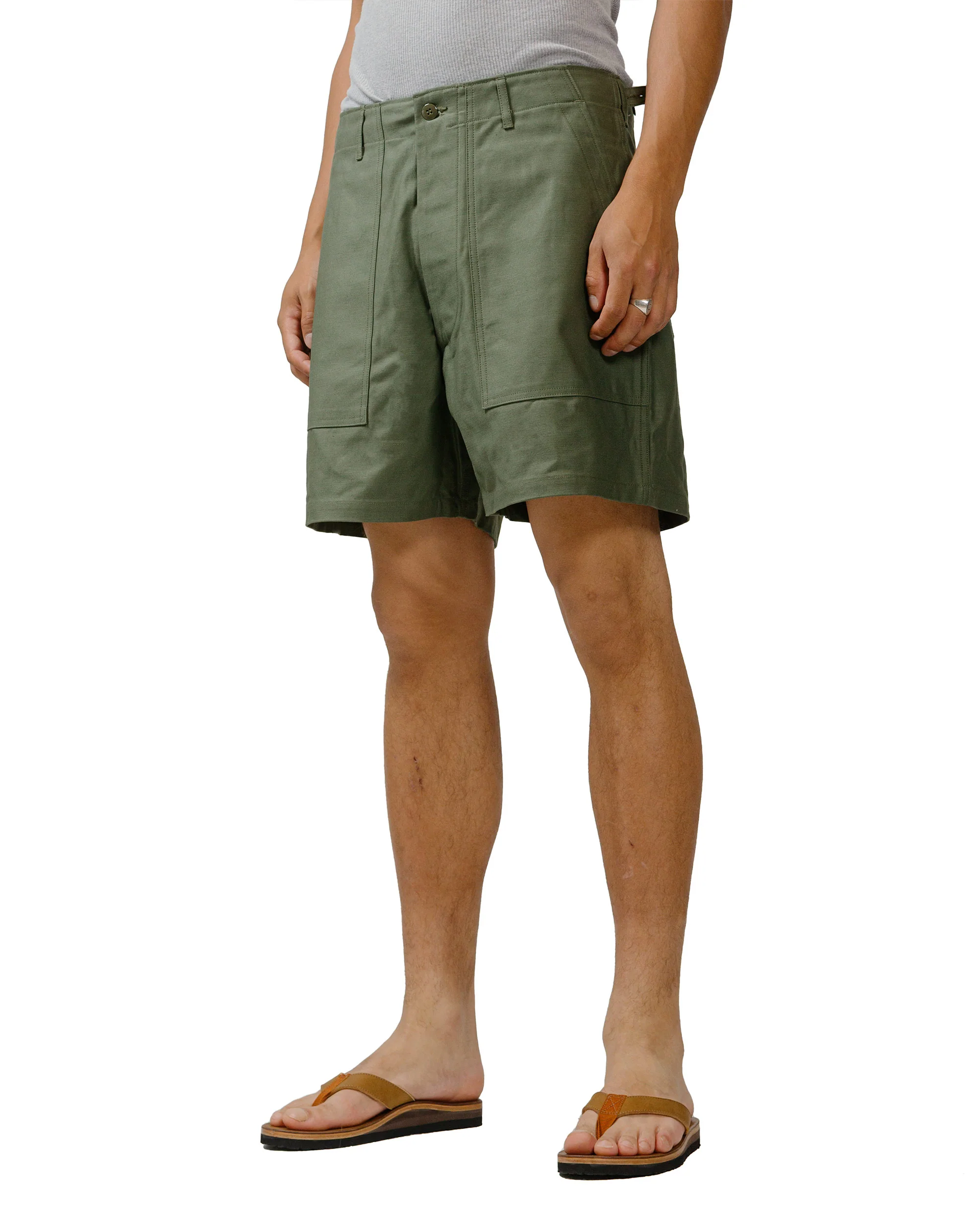 The Real McCoy's MP24004 Utility Shorts / Cotton Sateen Olive - Image 2