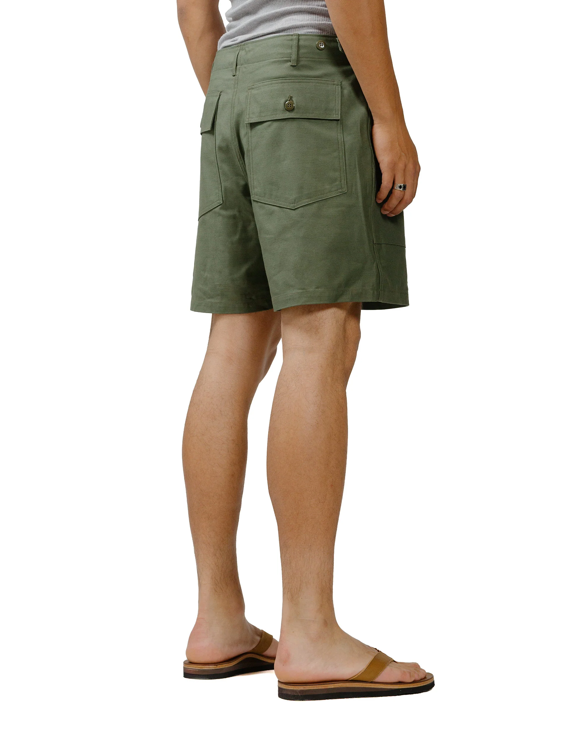 The Real McCoy's MP24004 Utility Shorts / Cotton Sateen Olive - Image 3
