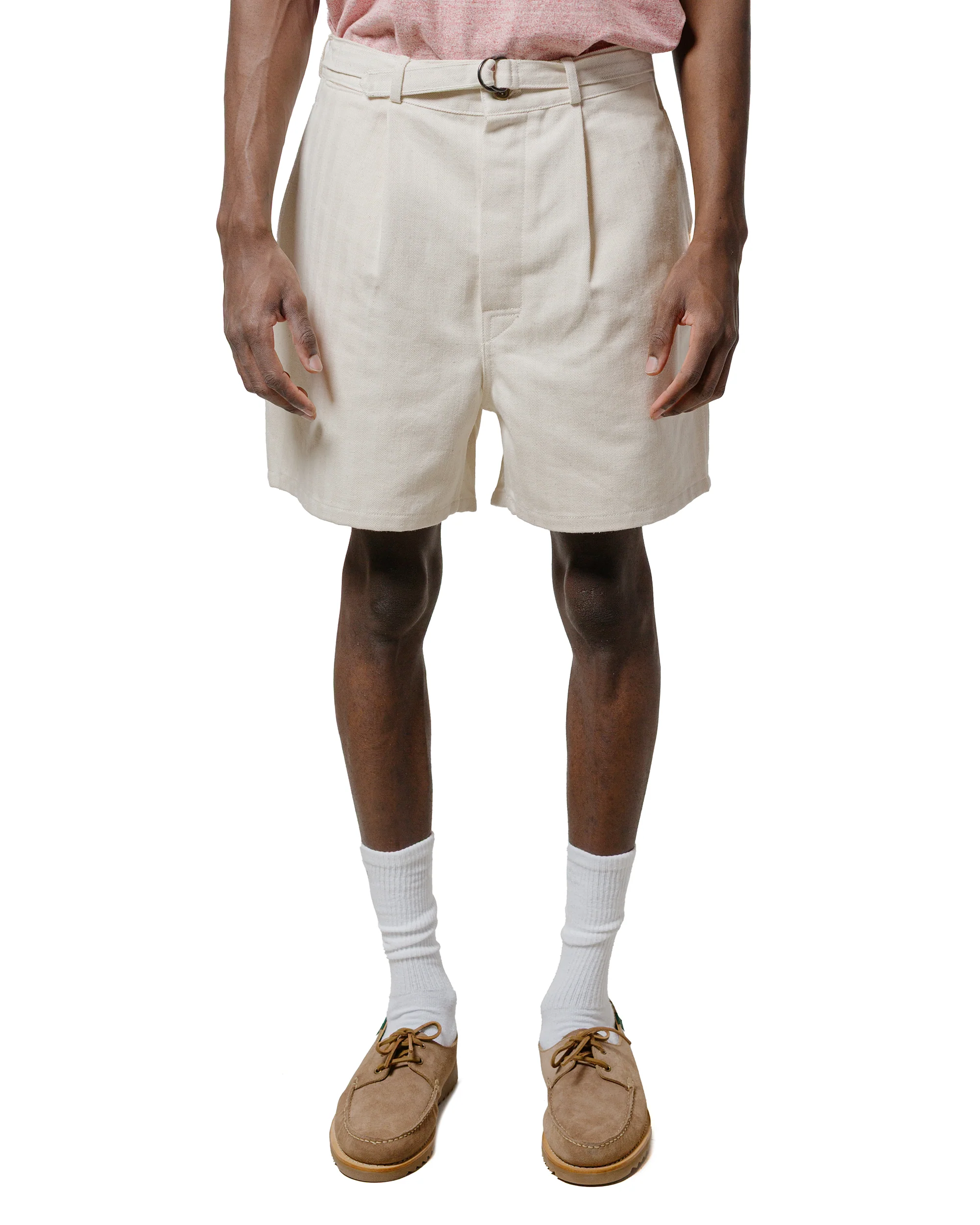 The Real McCoy's MP25014 Belted Shorts / Cotton-Hemp Beige - Image 2