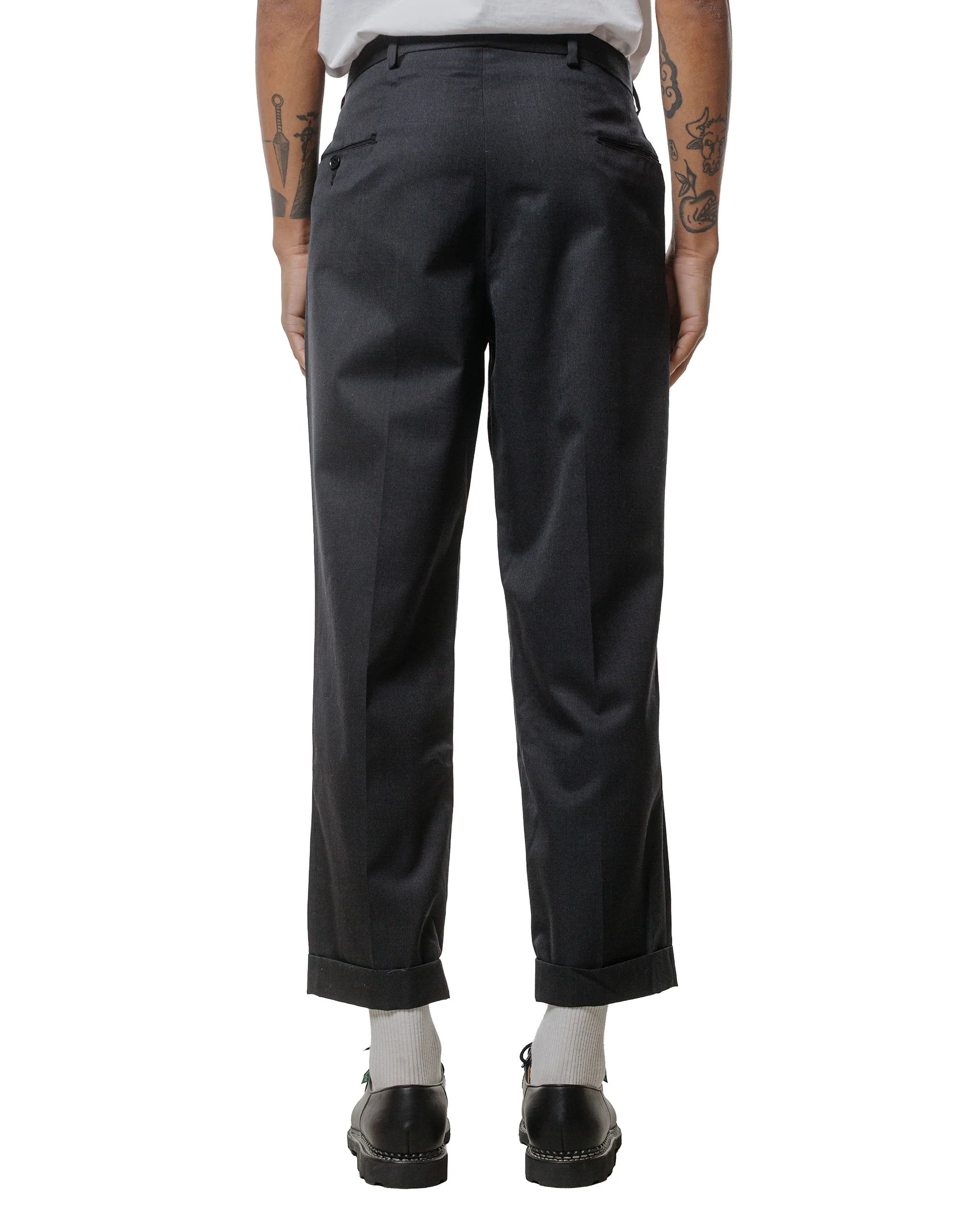 The Real McCoy's MP25101 Single-Pleat Wool Trousers Charcoal - Image 3