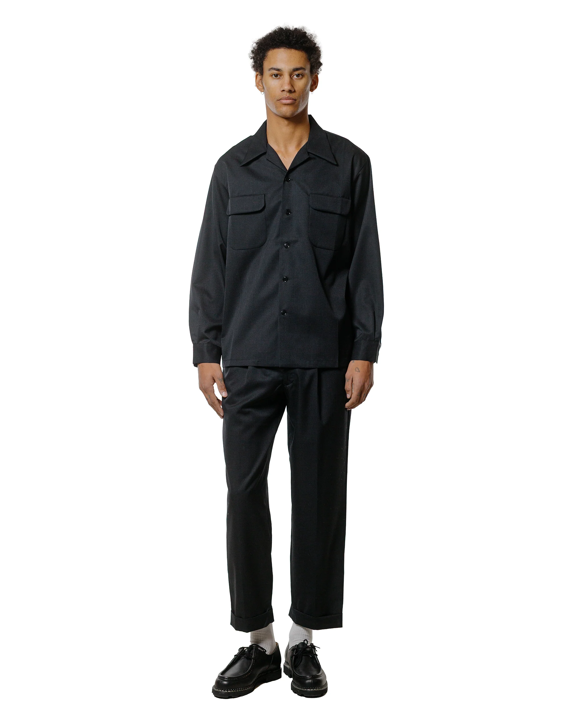 The Real McCoy's MP25101 Single-Pleat Wool Trousers Charcoal - Image 4