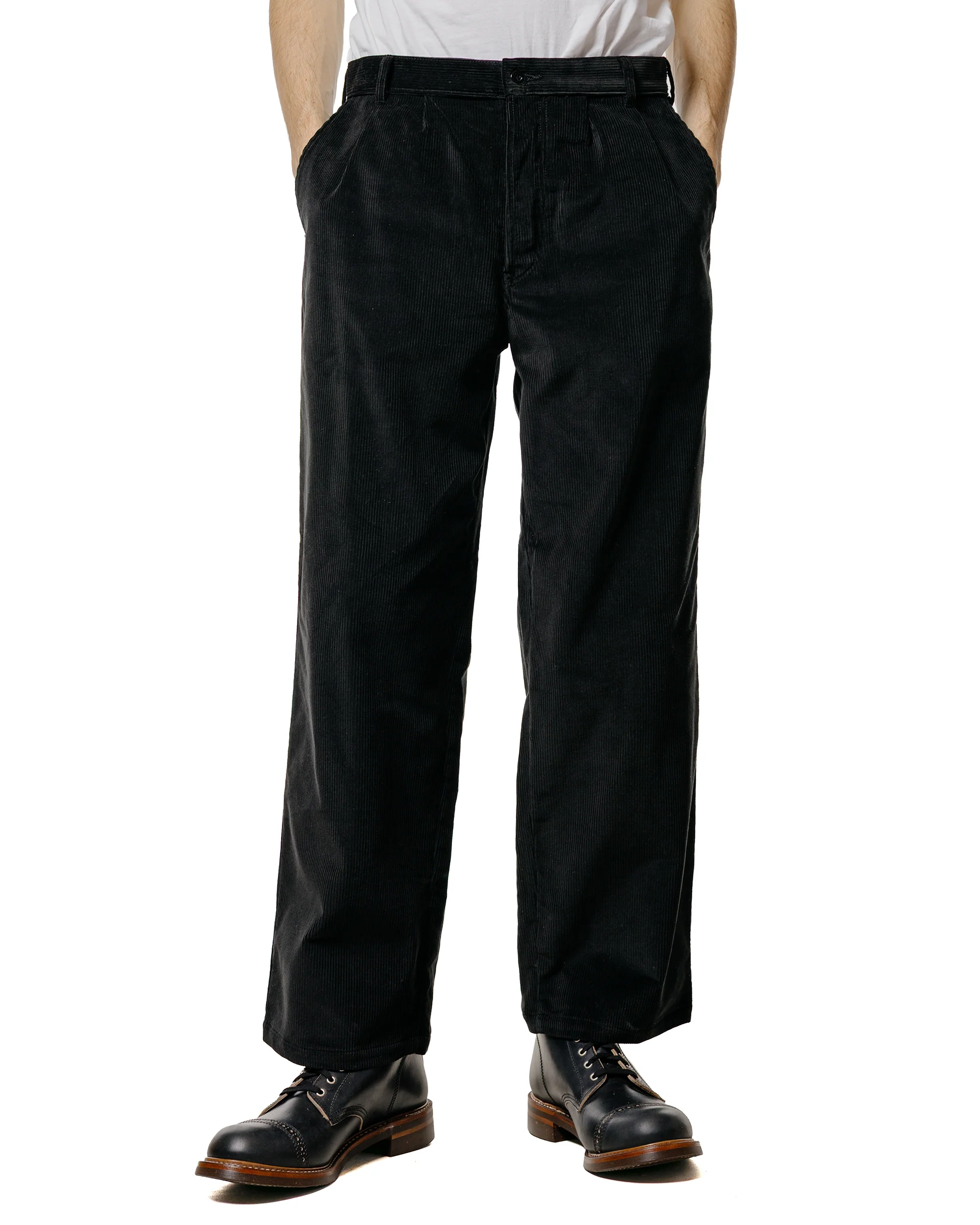 The Real McCoy's MP25105 Double-Pleat Corduroy Trousers Black - Image 2
