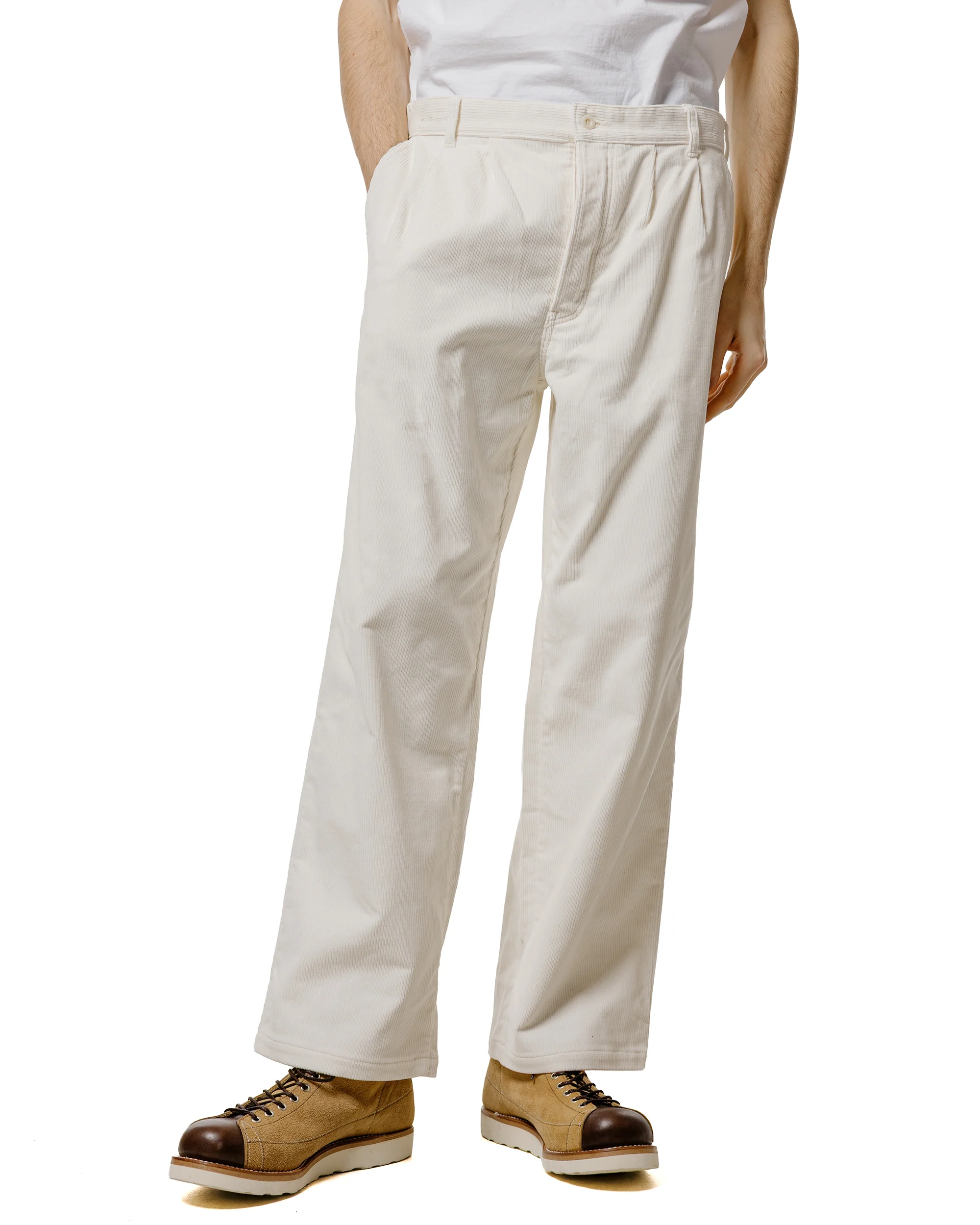 The Real McCoy's MP25105 Double-Pleat Corduroy Trousers White - Image 2