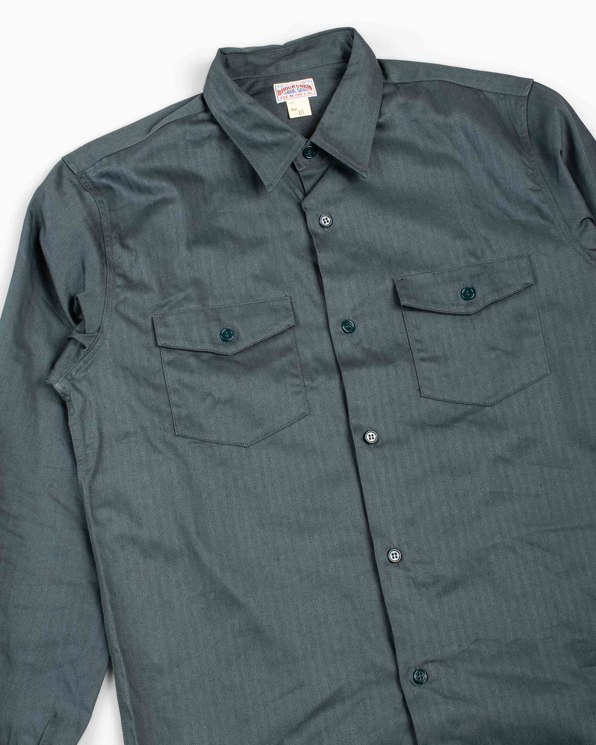 The Real McCoy's MS20010 8HU HBT Workshirt L/S Forest - Image 5