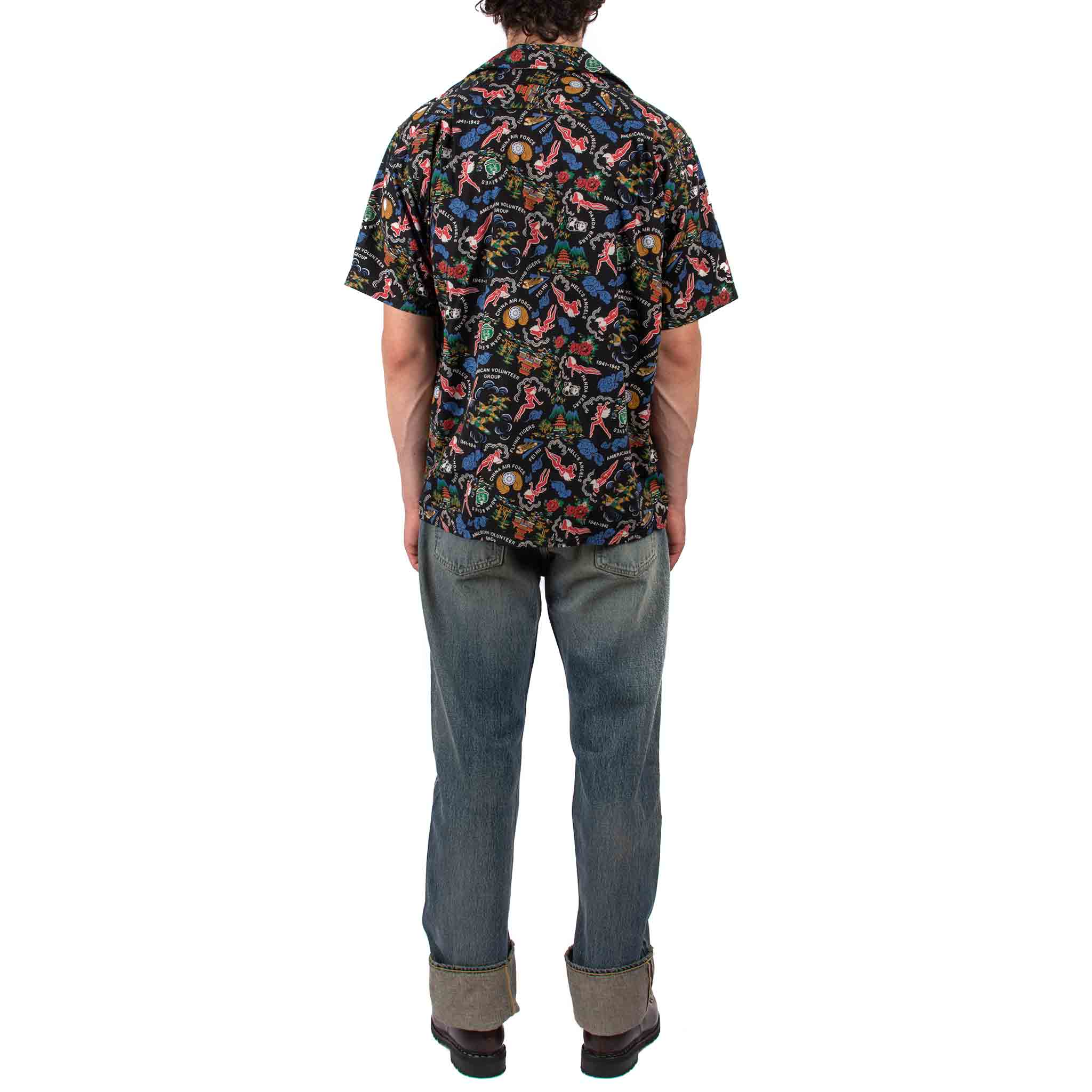 The Real McCoy's MS21002 Cotton Hawaiian Shirt / Flying Tigers Black - Image 3