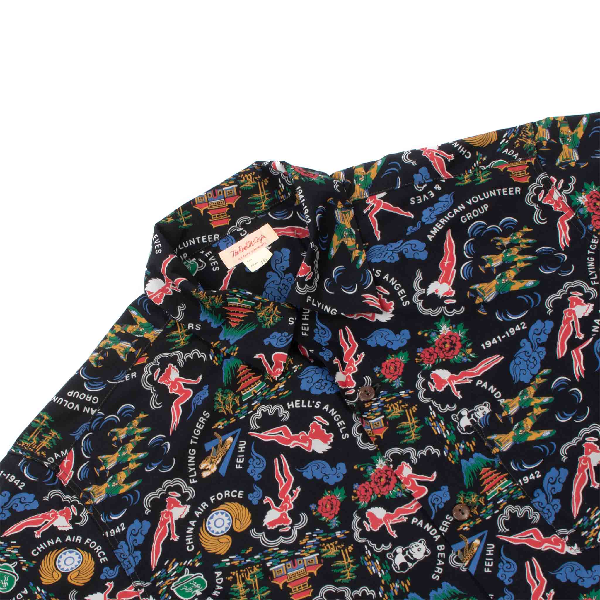 The Real McCoy's MS21002 Cotton Hawaiian Shirt / Flying Tigers Black - Image 5