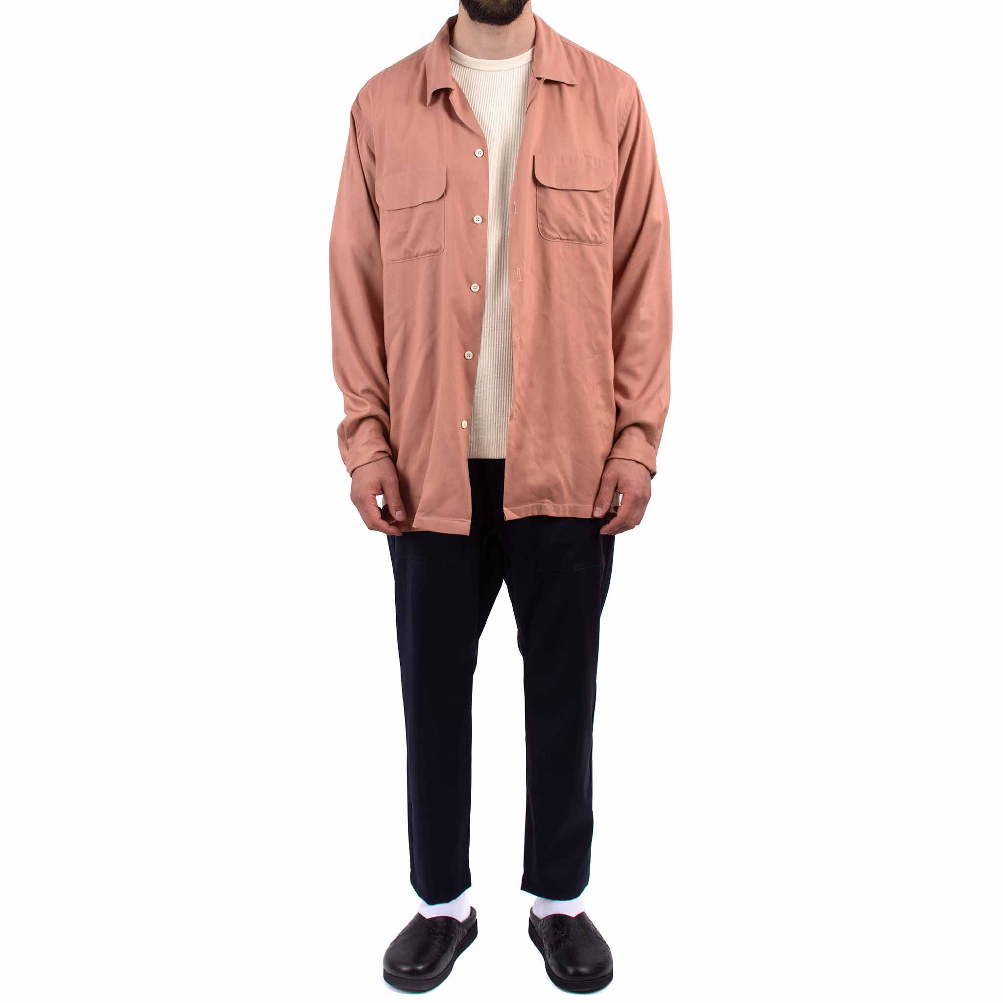 The Real McCoy's MS21009 Open Collar Rayon Shirt Pink - Image 2