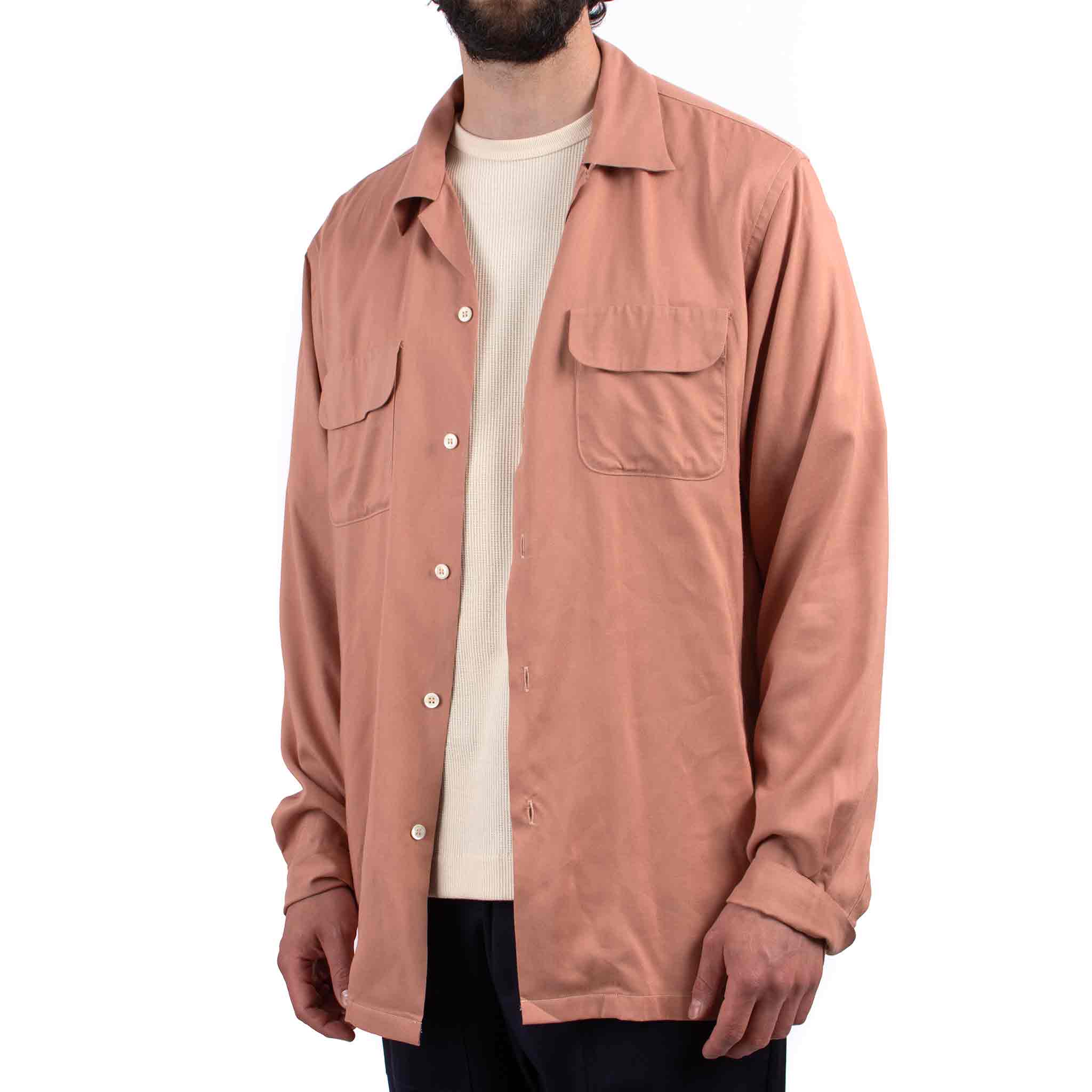 The Real McCoy's MS21009 Open Collar Rayon Shirt Pink - Image 4