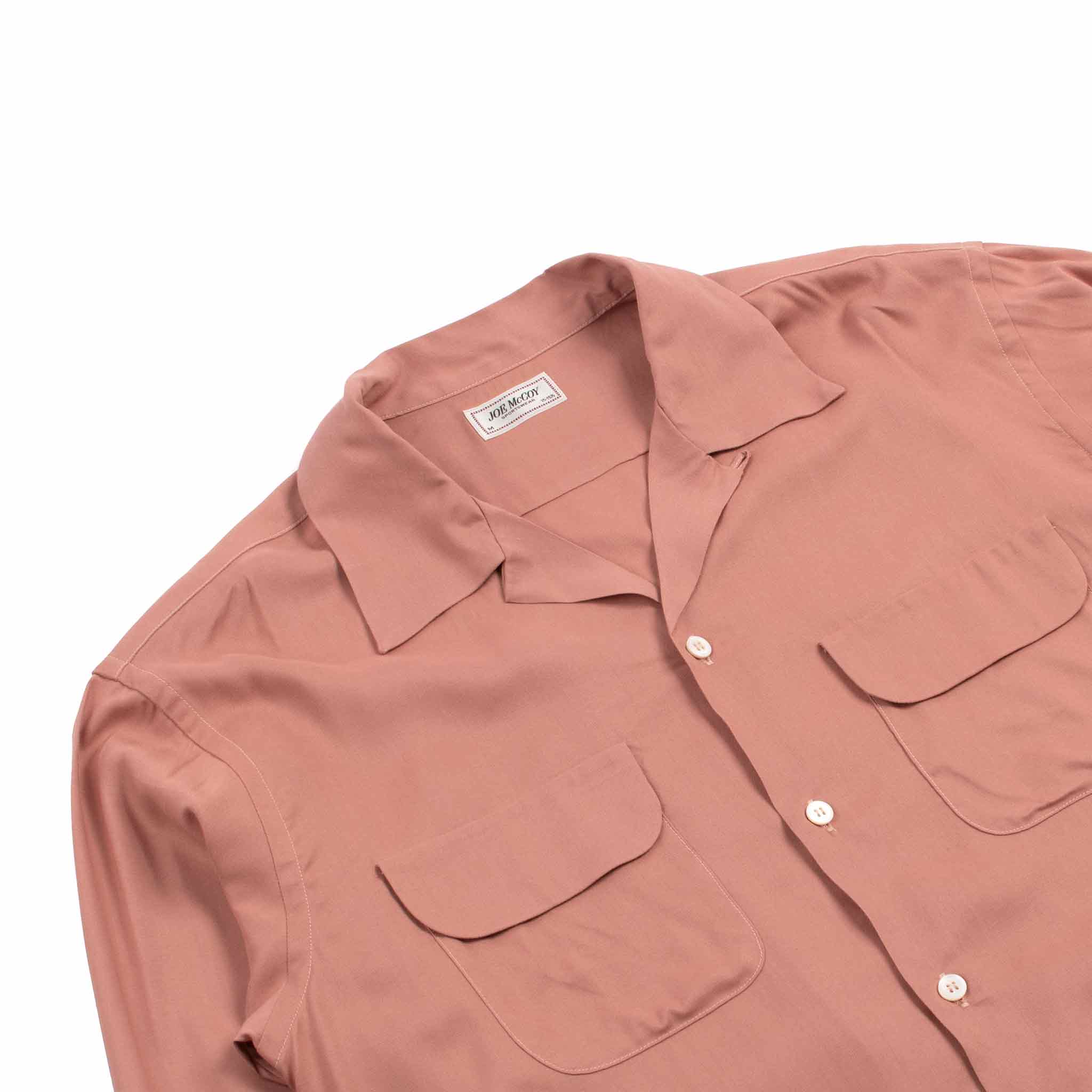 The Real McCoy's MS21009 Open Collar Rayon Shirt Pink - Image 5