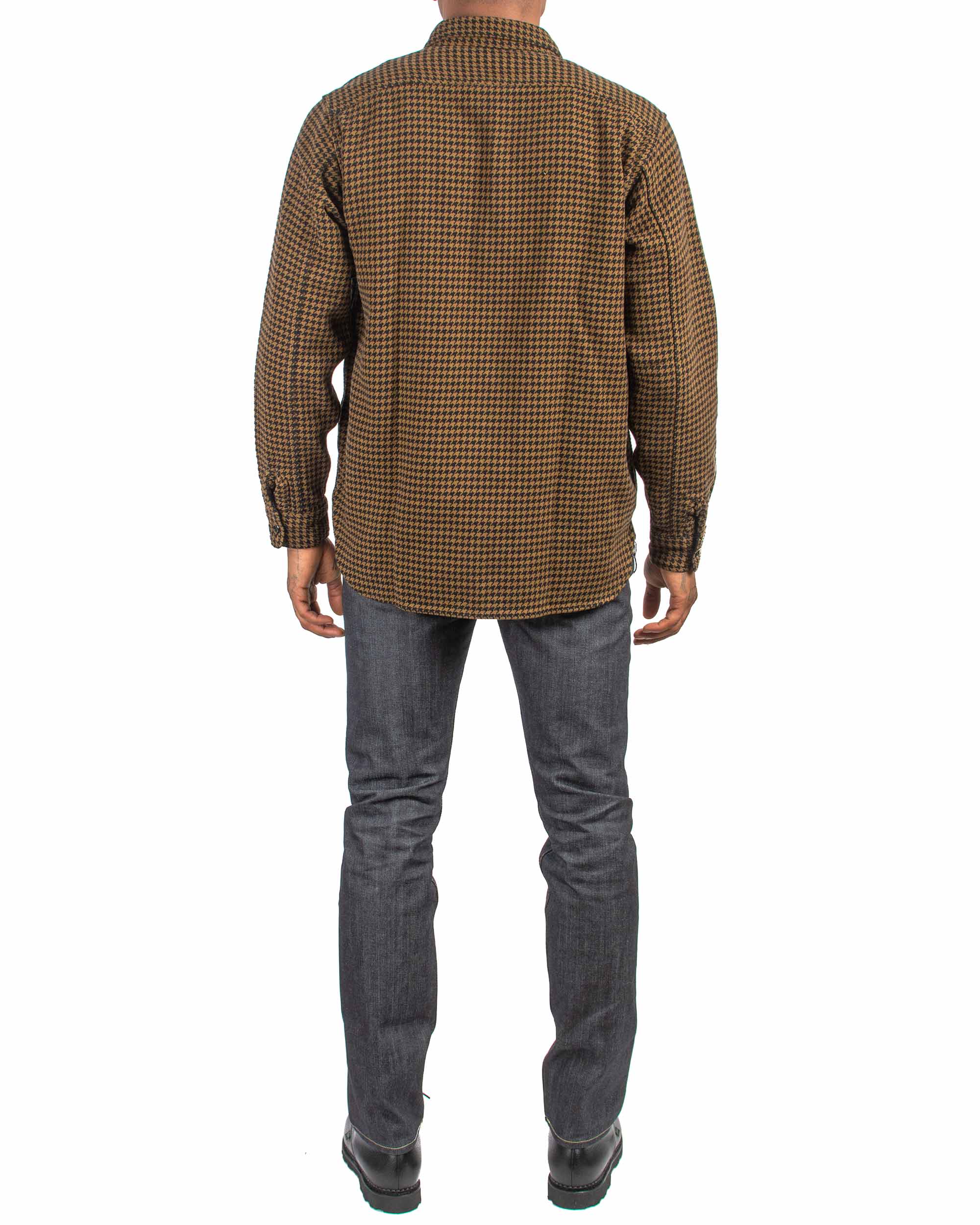 The Real McCoy's MS21102 8HU Houndstooth Flannel Shirt Mustard - Image 3