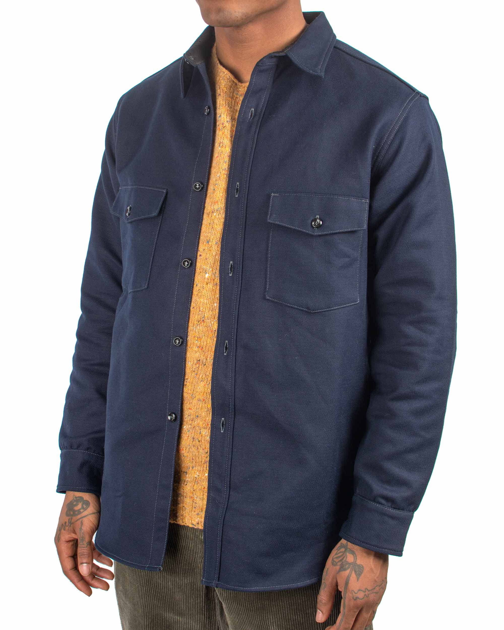 The Real McCoy's MS21104 8HU Heavy Moleskin Shirt Navy - Image 4