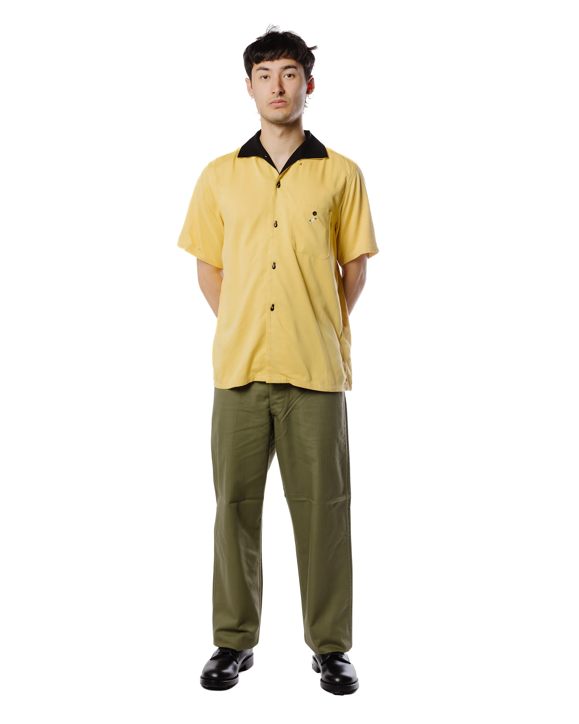 The Real McCoy's MS22002 Rayon Bowling Shirt / Jolly Roger Yellow - Image 2