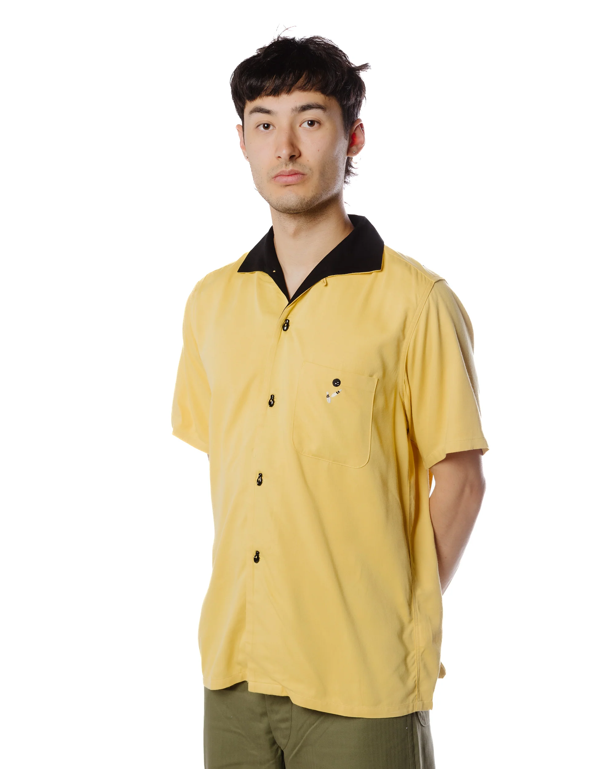 The Real McCoy's MS22002 Rayon Bowling Shirt / Jolly Roger Yellow - Image 3