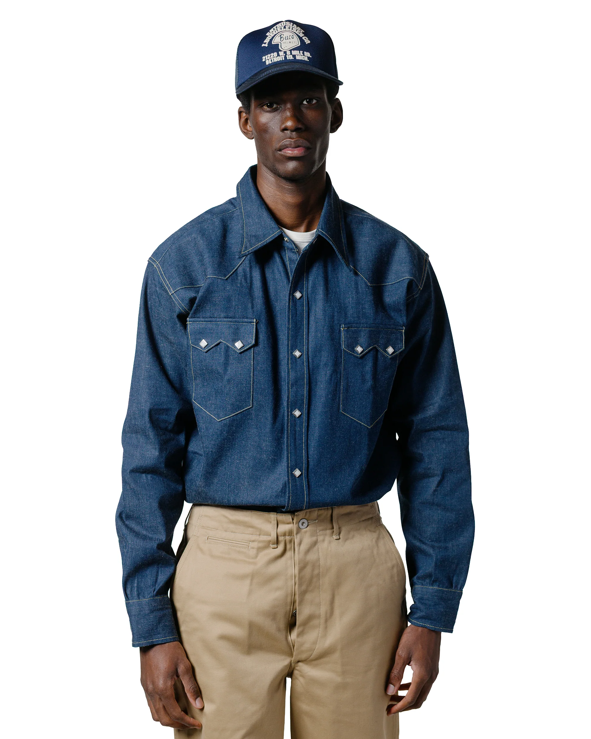 The Real McCoy's MS22003 Denim Western Shirt / Sawtooth Indigo - Image 2