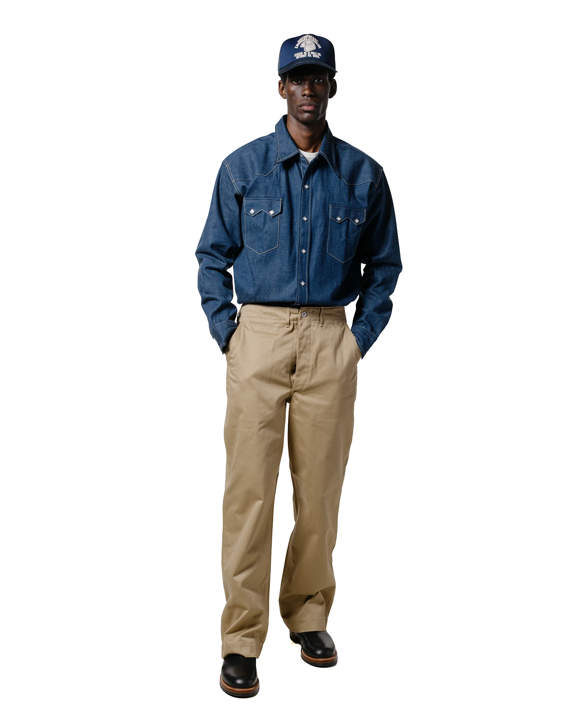 The Real McCoy's MS22003 Denim Western Shirt / Sawtooth Indigo - Image 4