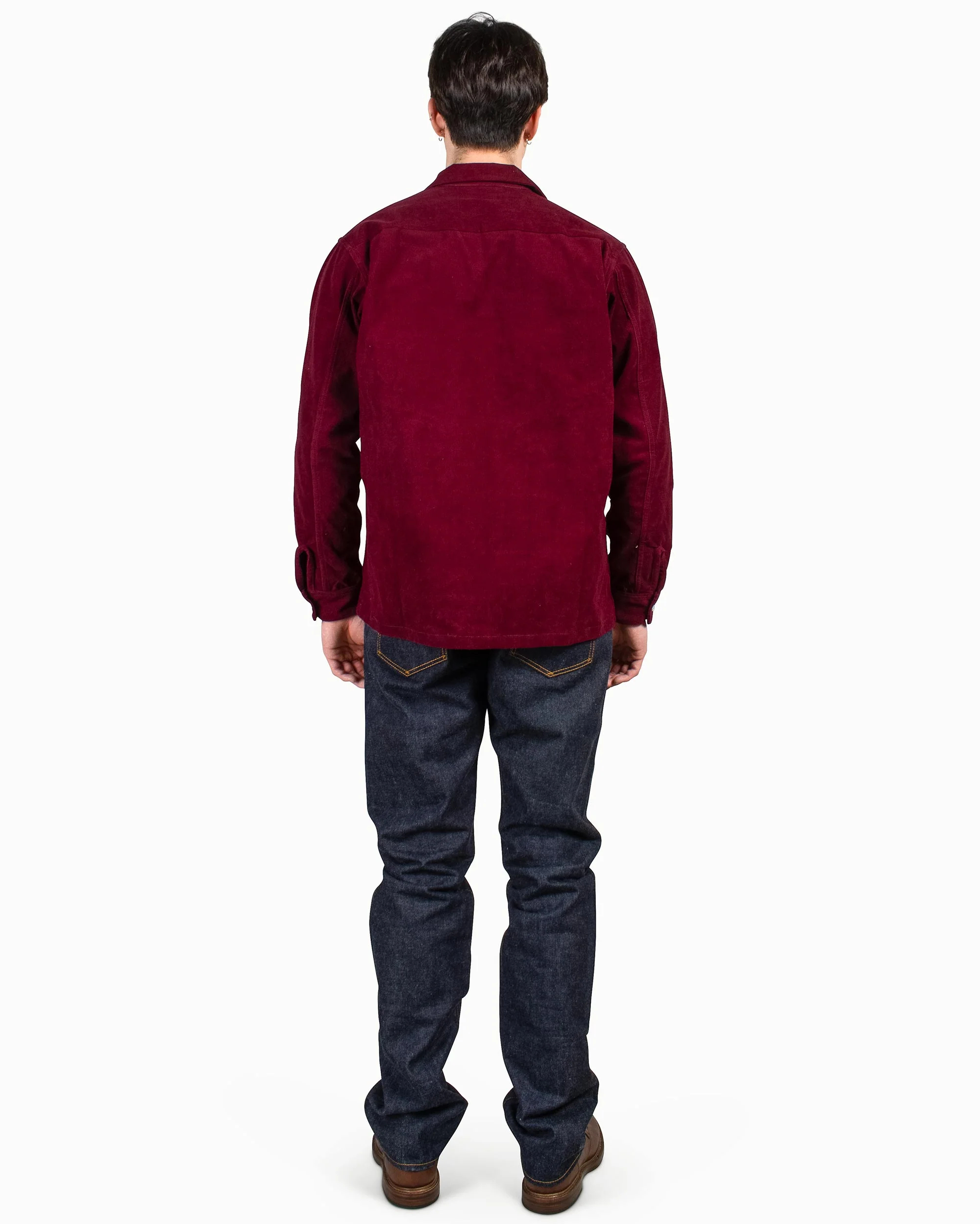 The Real McCoy's MS22102 Corduroy Open Collar Shirt Burgundy - Image 3