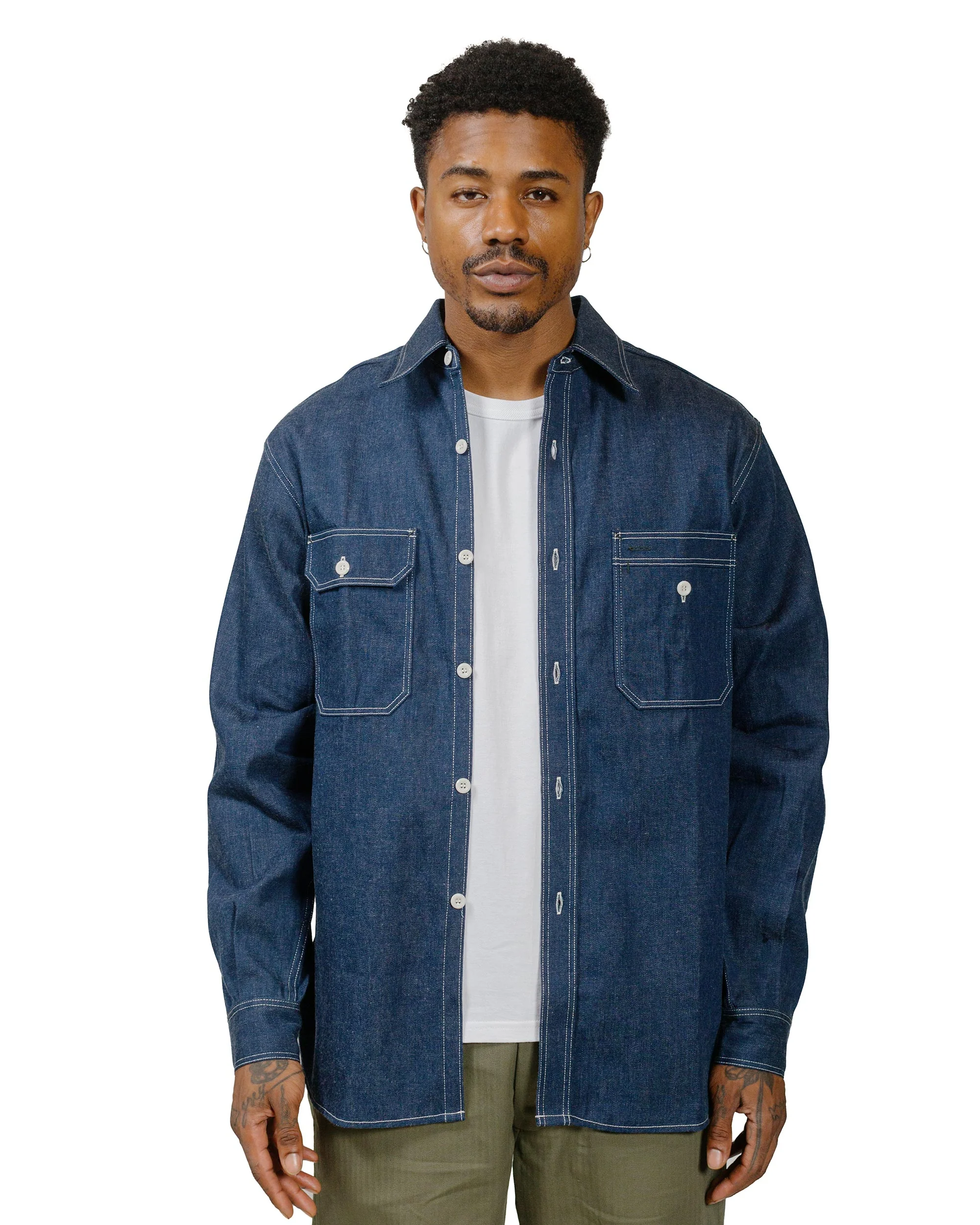 The Real McCoy's MS22103 8HU Denim Serviceman Shirt Indigo - Image 2