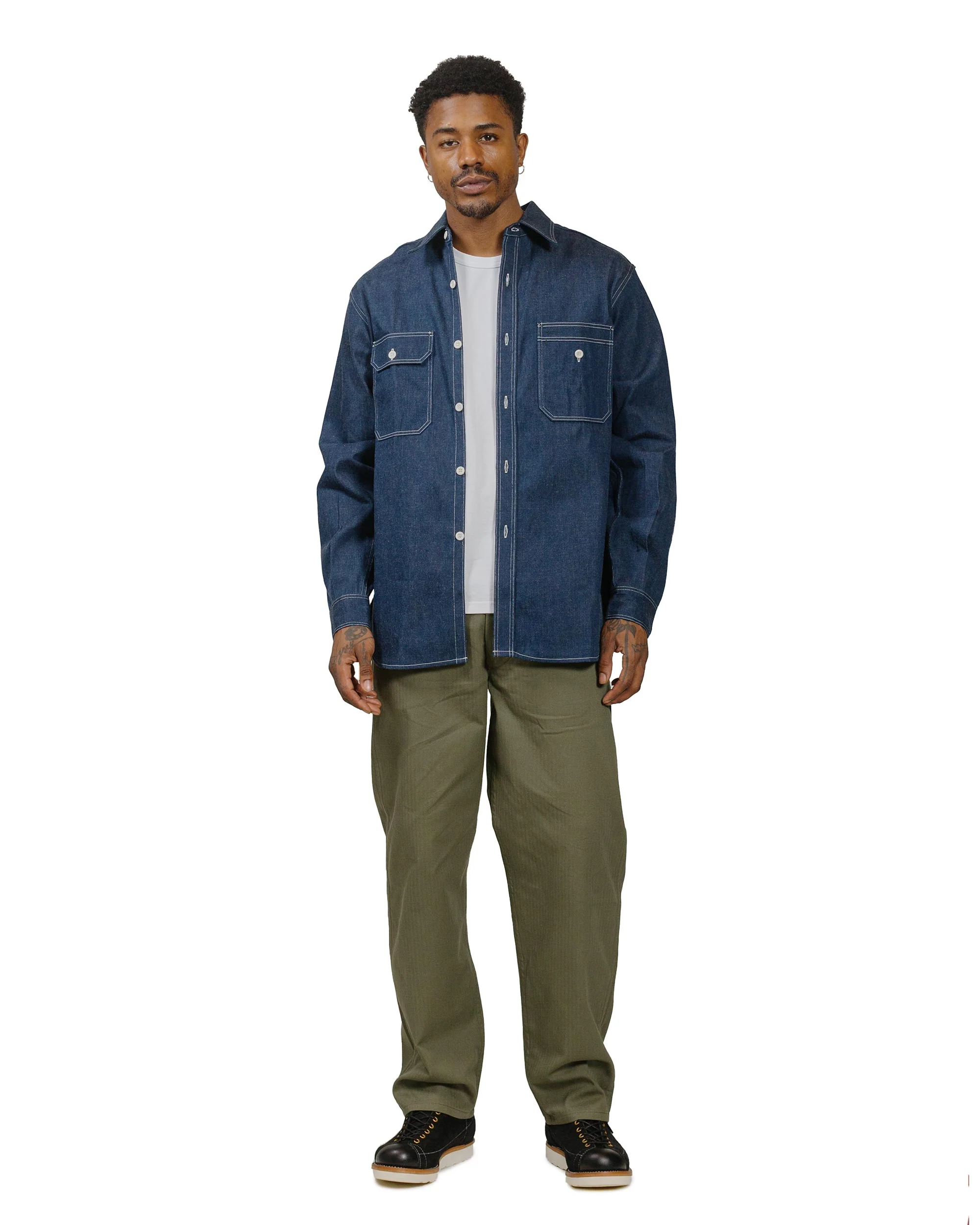 The Real McCoy's MS22103 8HU Denim Serviceman Shirt Indigo - Image 4