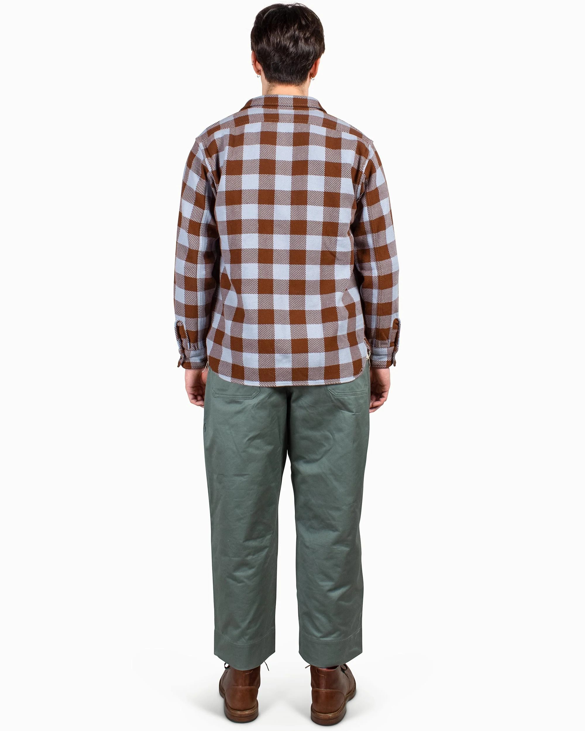 The Real McCoy's MS22104 8HU Buffalo Check Flannel Shirt Saxe/Brown - Image 3