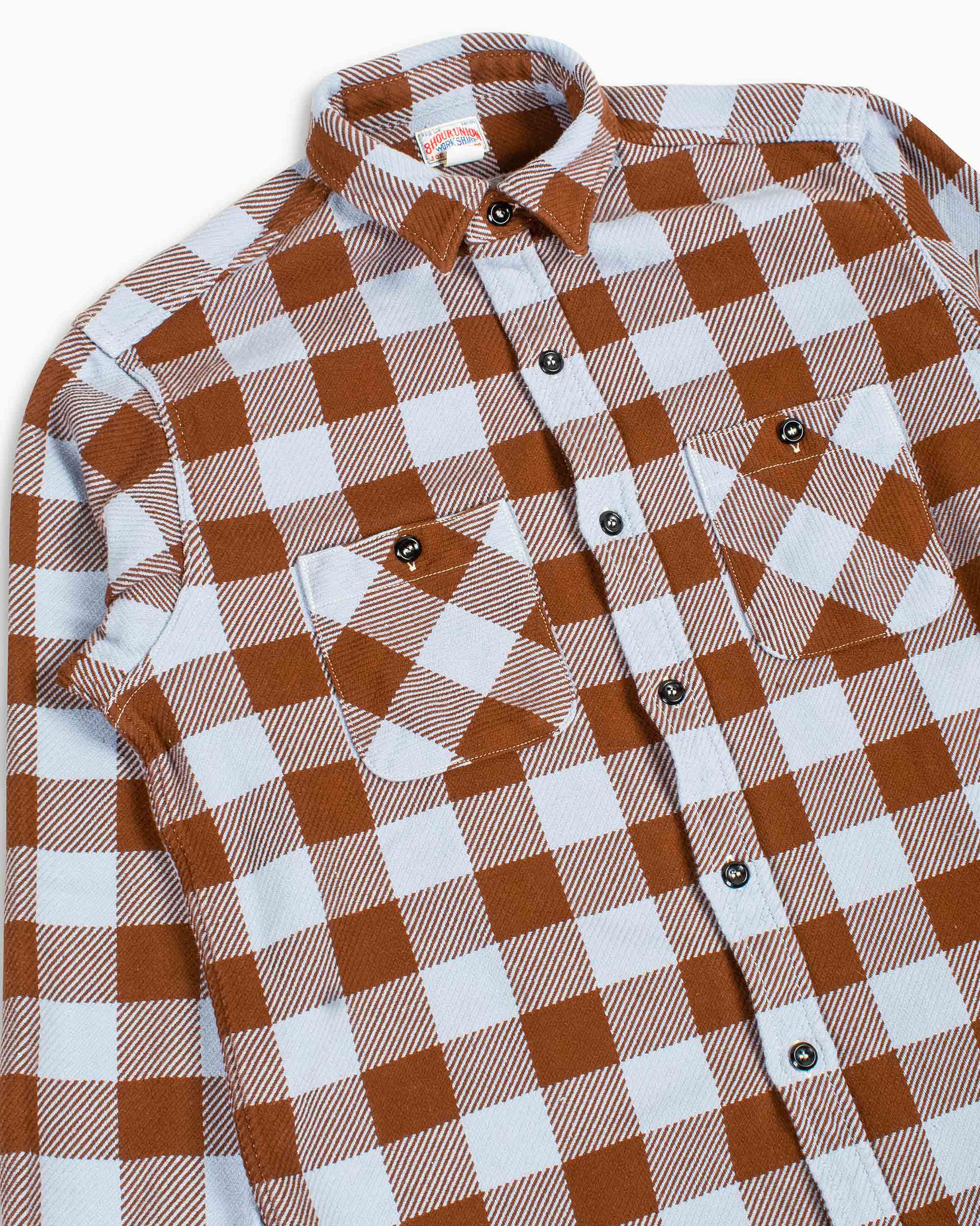 The Real McCoy's MS22104 8HU Buffalo Check Flannel Shirt Saxe/Brown - Image 5