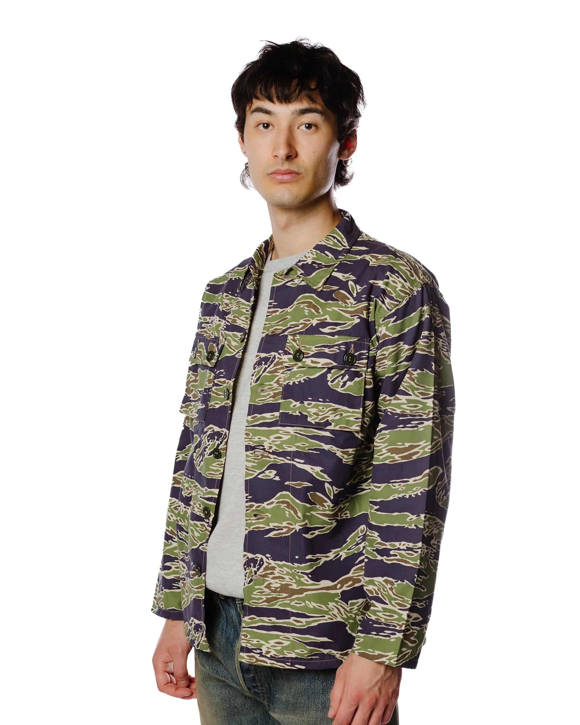 The Real McCoy's MS23002 Tiger Camouflage Shirt / Late War Green - Image 3
