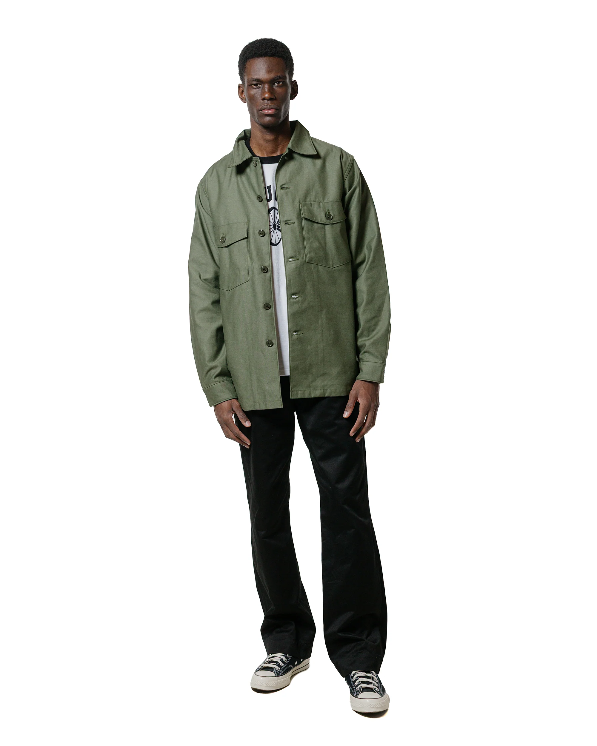 The Real McCoy's MS23101 Shirt, Man's, Cotton Sateen, OG-107 Olive - Image 4