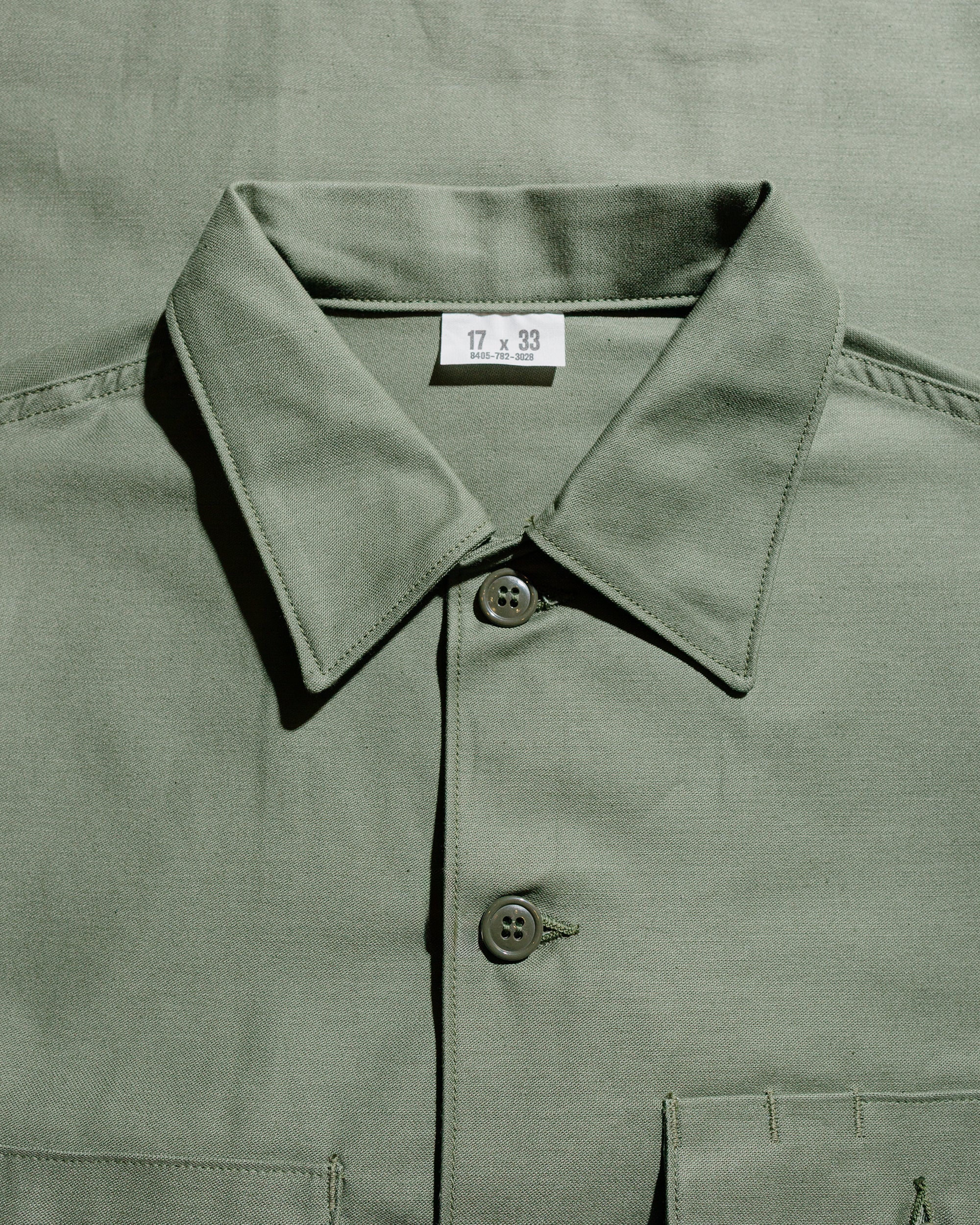The Real McCoy's MS23101 Shirt, Man's, Cotton Sateen, OG-107 Olive - Image 5