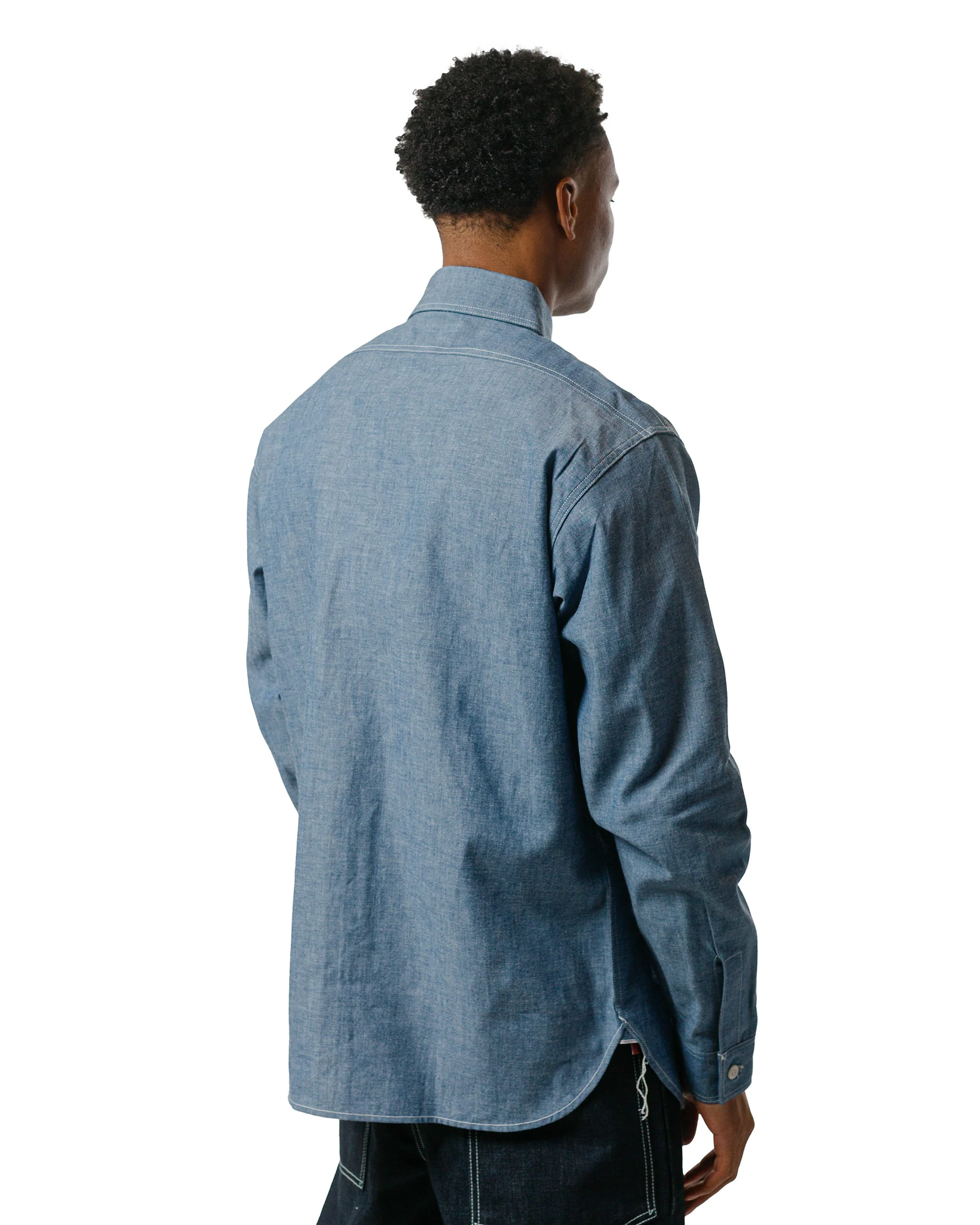 The Real McCoy's MS24004 8HU Chambray Serviceman Shirt Light Blue - Image 3