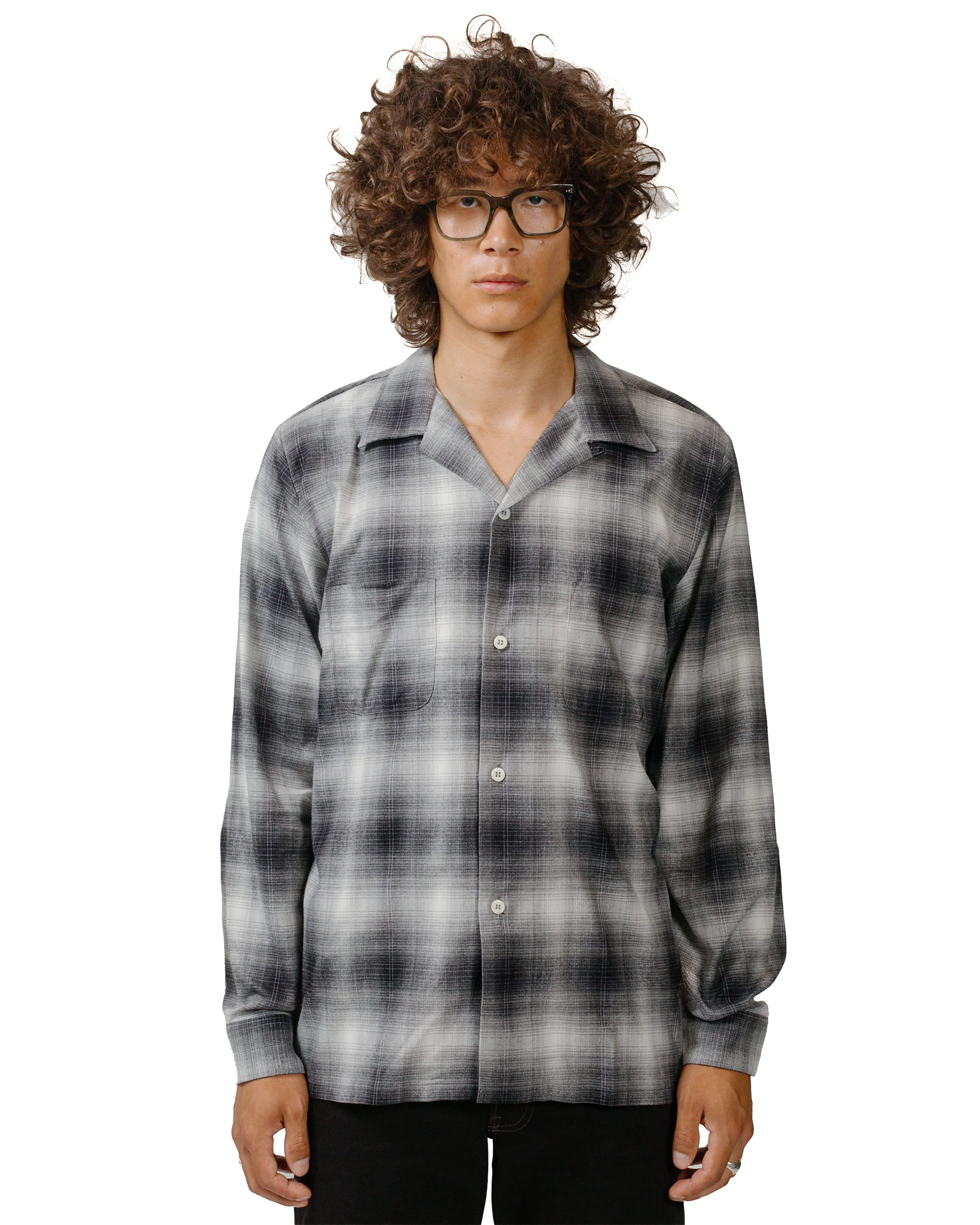 The Real McCoy's MS24006 Ombre Cotton Rayon Open Collar Shirt Gray - Image 2