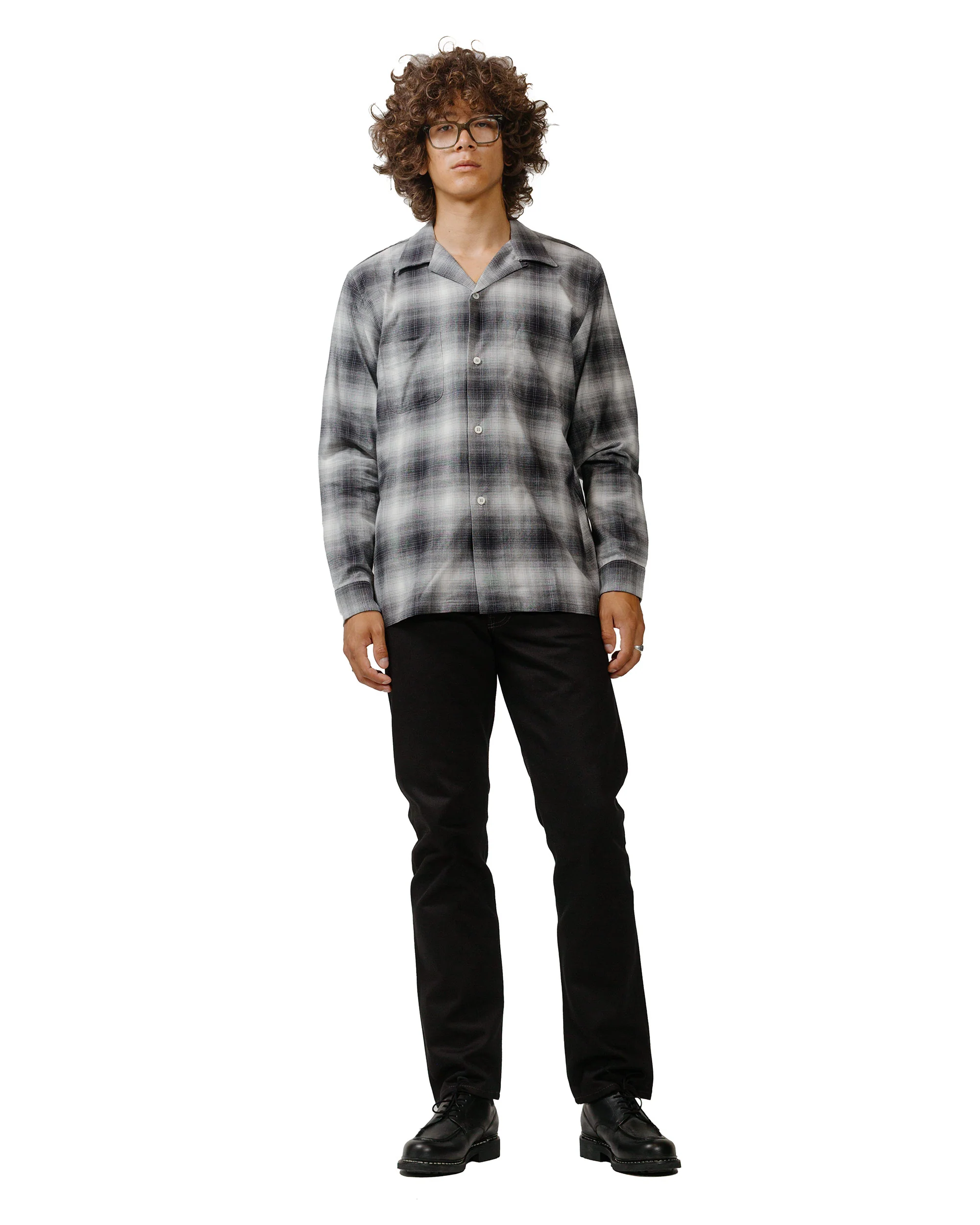 The Real McCoy's MS24006 Ombre Cotton Rayon Open Collar Shirt Gray - Image 4