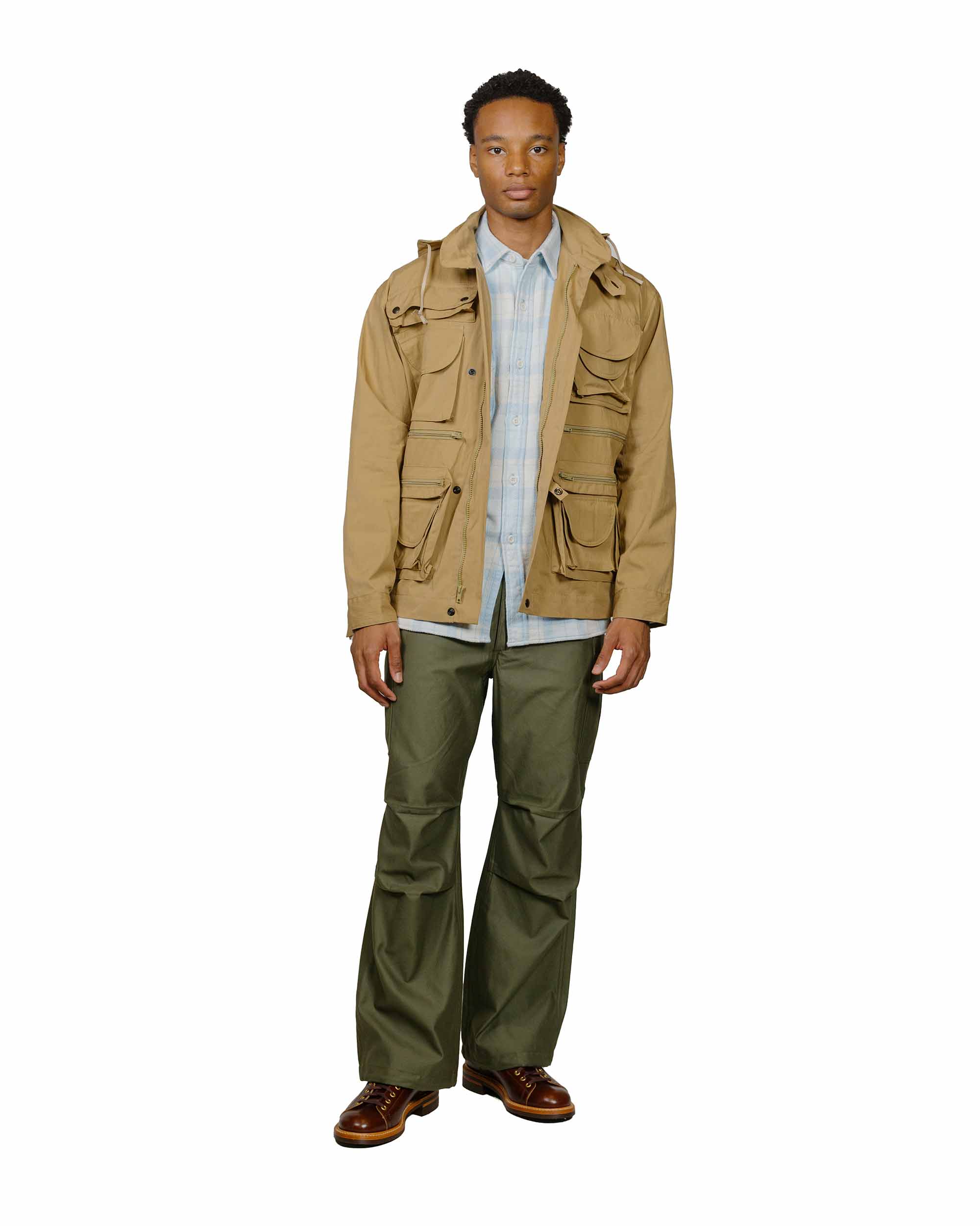 The Real McCoy's MS24007 8HU Block Check Summer Flannel Shirt Light Blue - Image 4