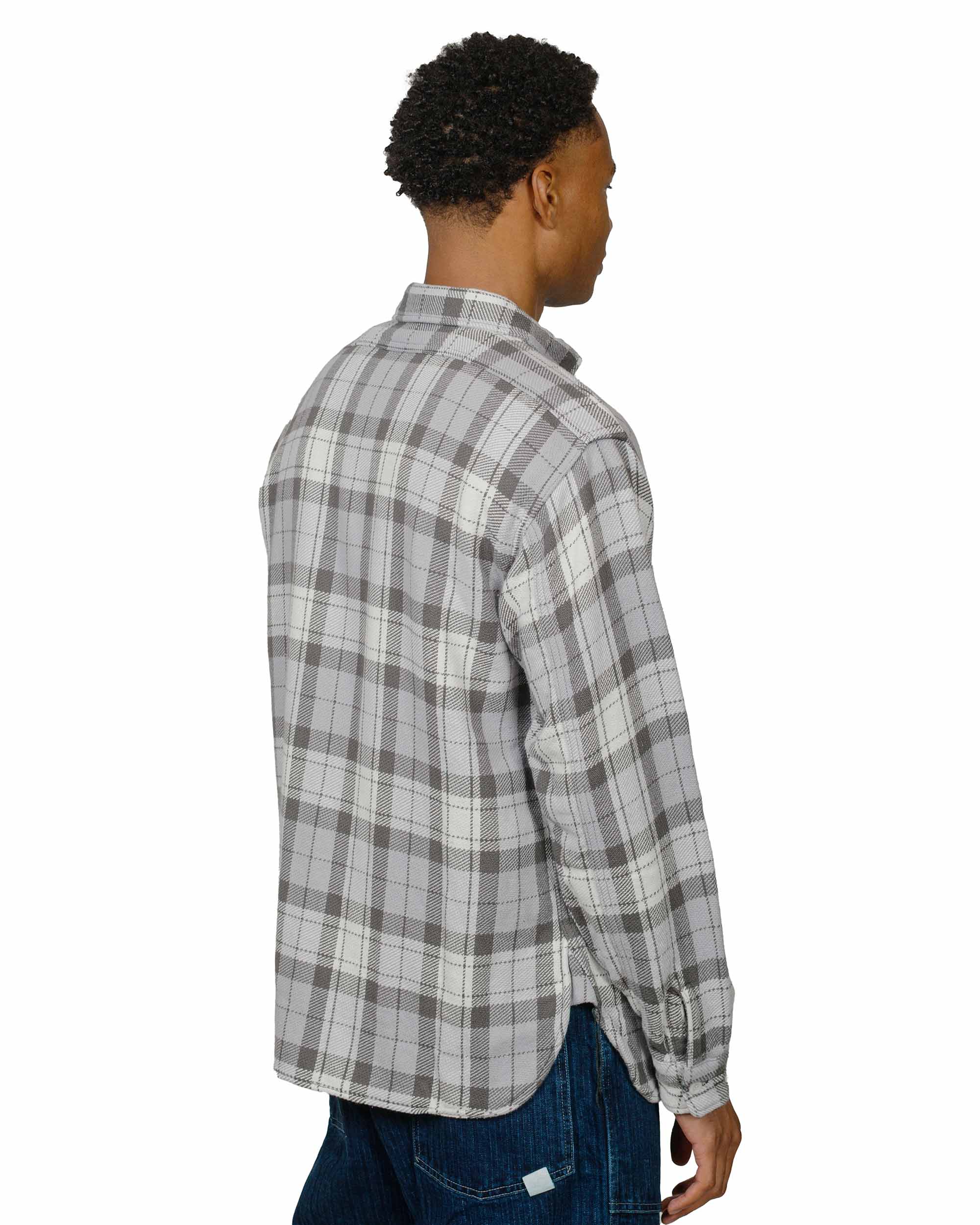 The Real McCoy's MS24007 8HU Block Check Summer Flannel Shirt Snow Gray - Image 3