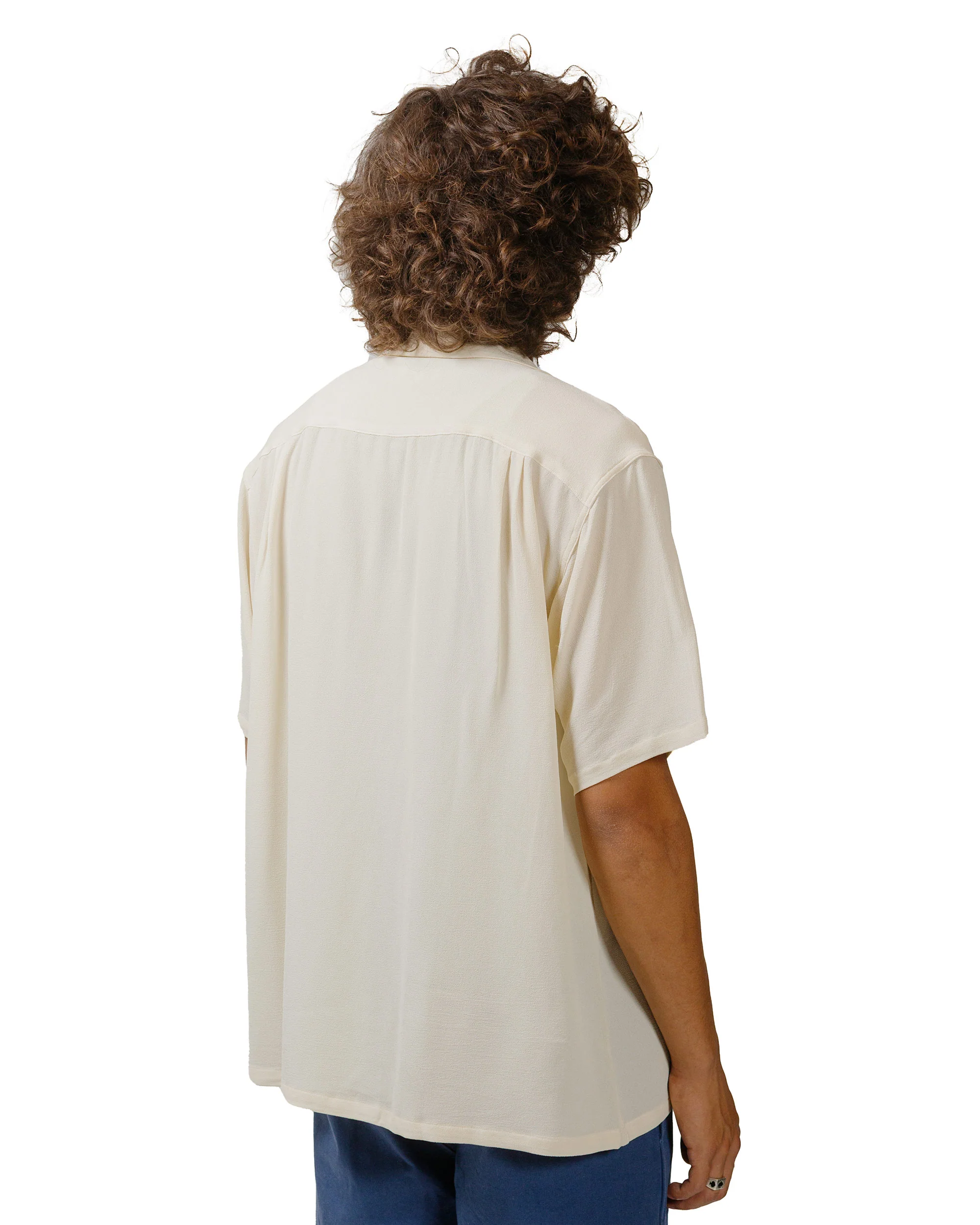 The Real McCoy's MS24008 Silk Rayon Open Collar Shirt Ecru - Image 3