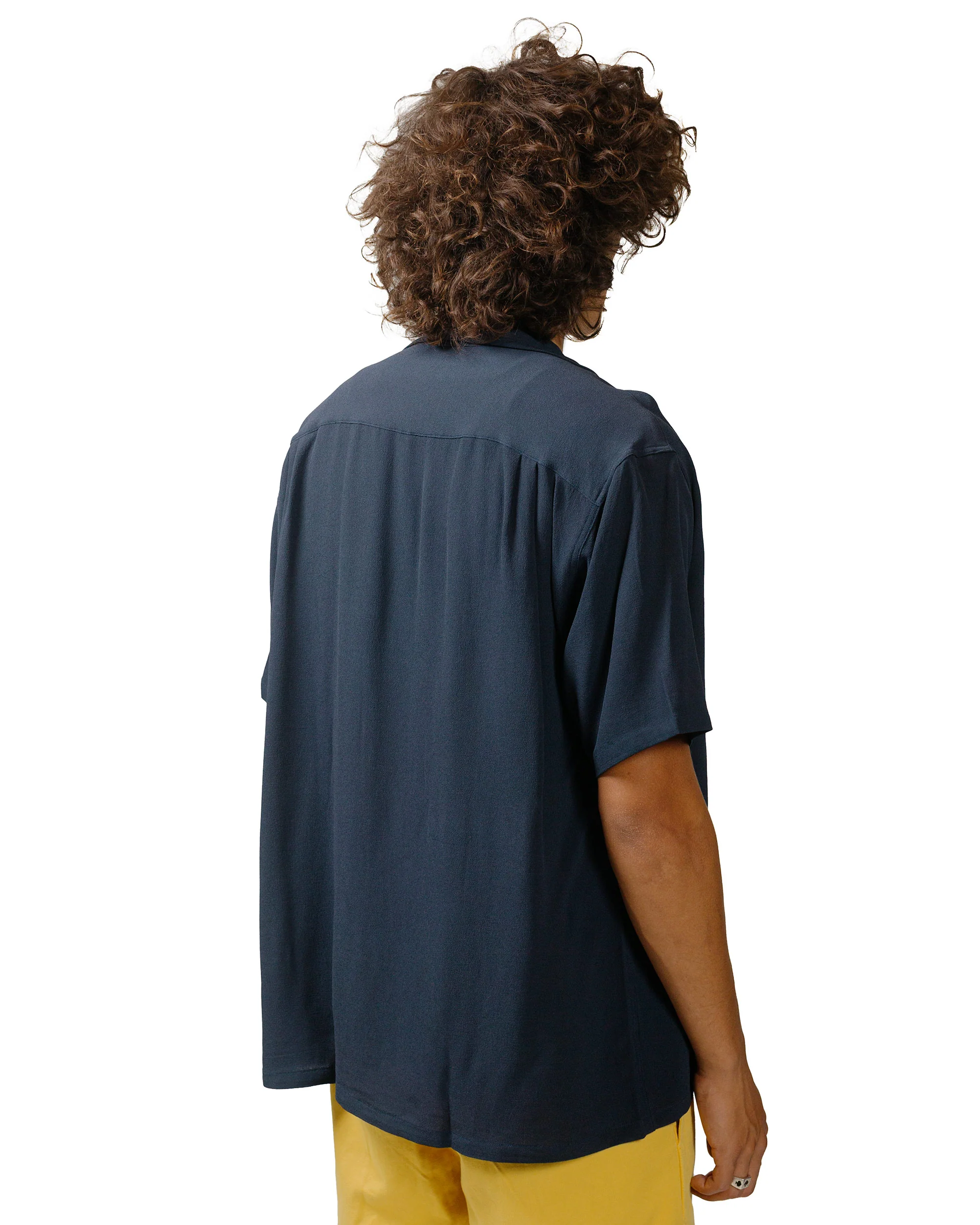 The Real McCoy's MS24008 Silk Rayon Open Collar Shirt Navy - Image 3