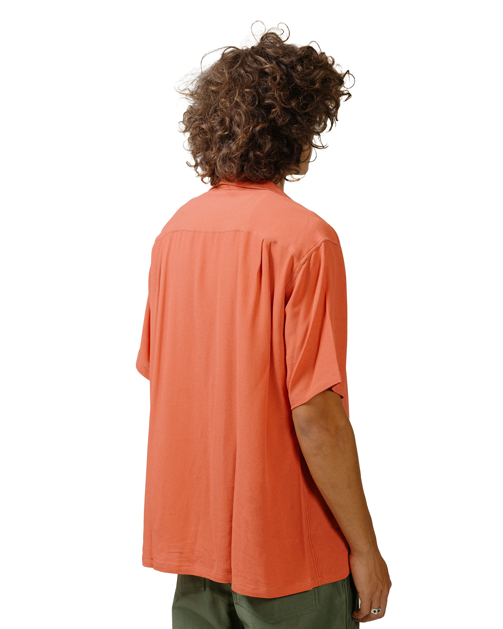 The Real McCoy's MS24008 Silk Rayon Open Collar Shirt Orange - Image 3