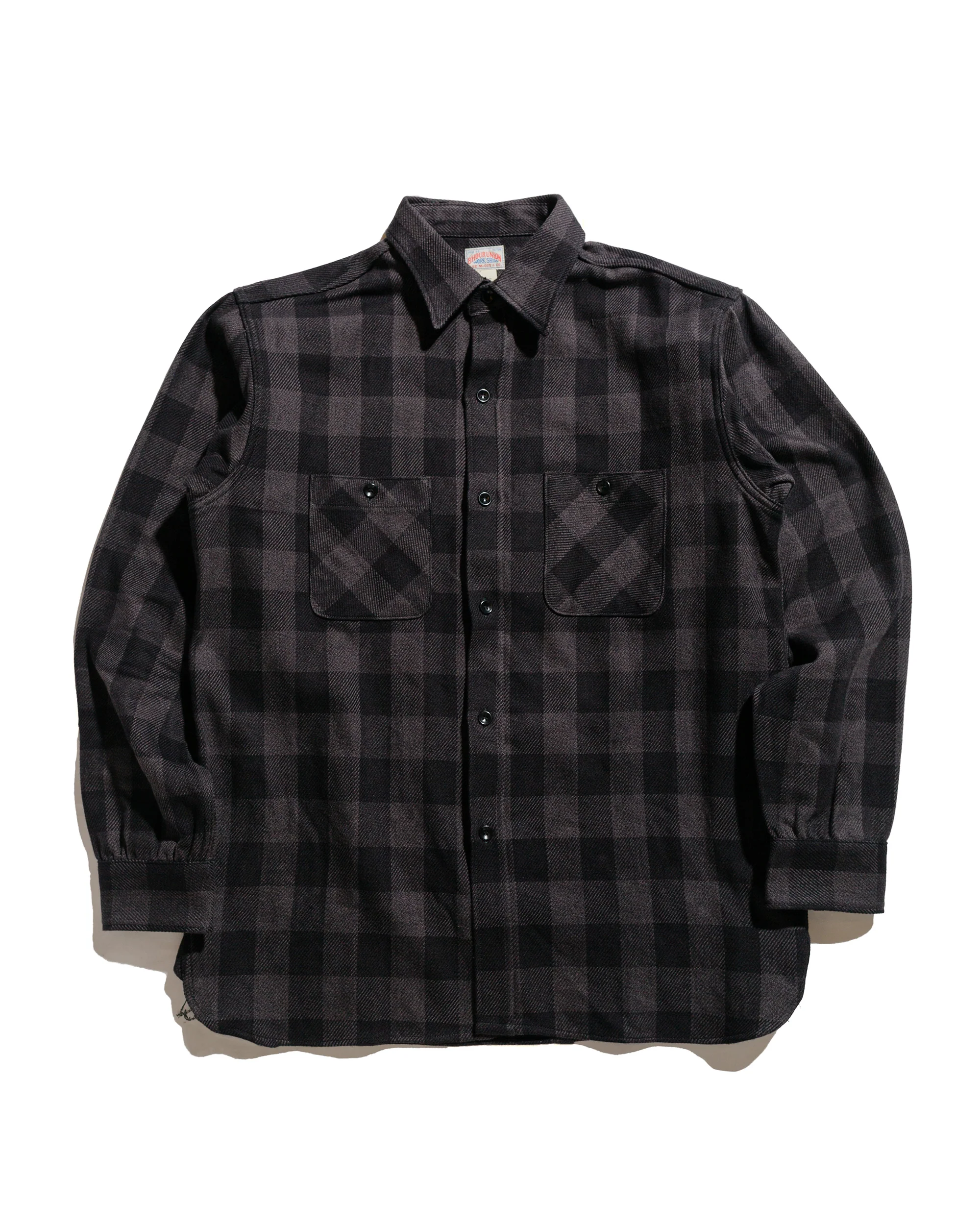 The Real McCoy's MS24102 8HU Twisted-Yarn Buffalo Check Flannel Shirt Black/Charcoal