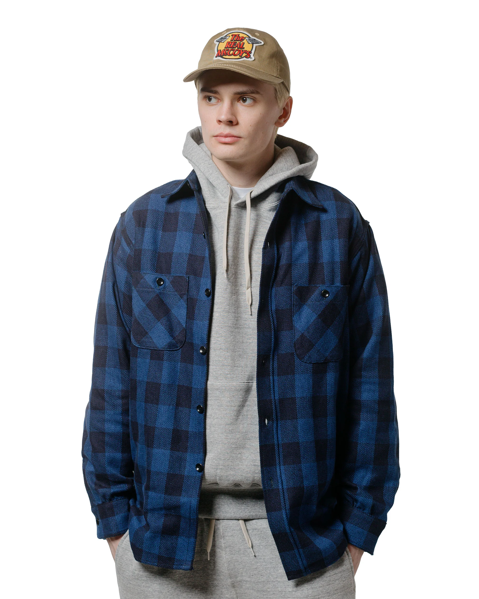 The Real McCoy's MS24102 8HU Twisted-Yarn Buffalo Check Flannel Shirt Blue/Black - Image 2