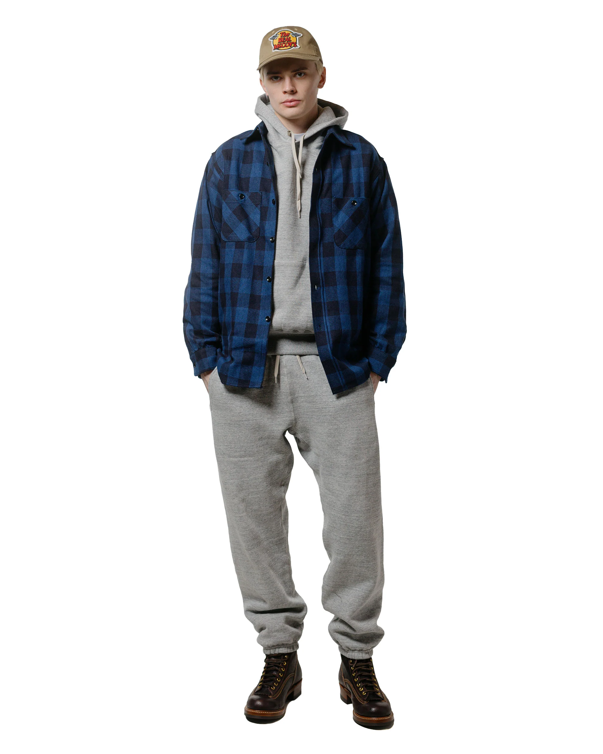 The Real McCoy's MS24102 8HU Twisted-Yarn Buffalo Check Flannel Shirt Blue/Black - Image 4