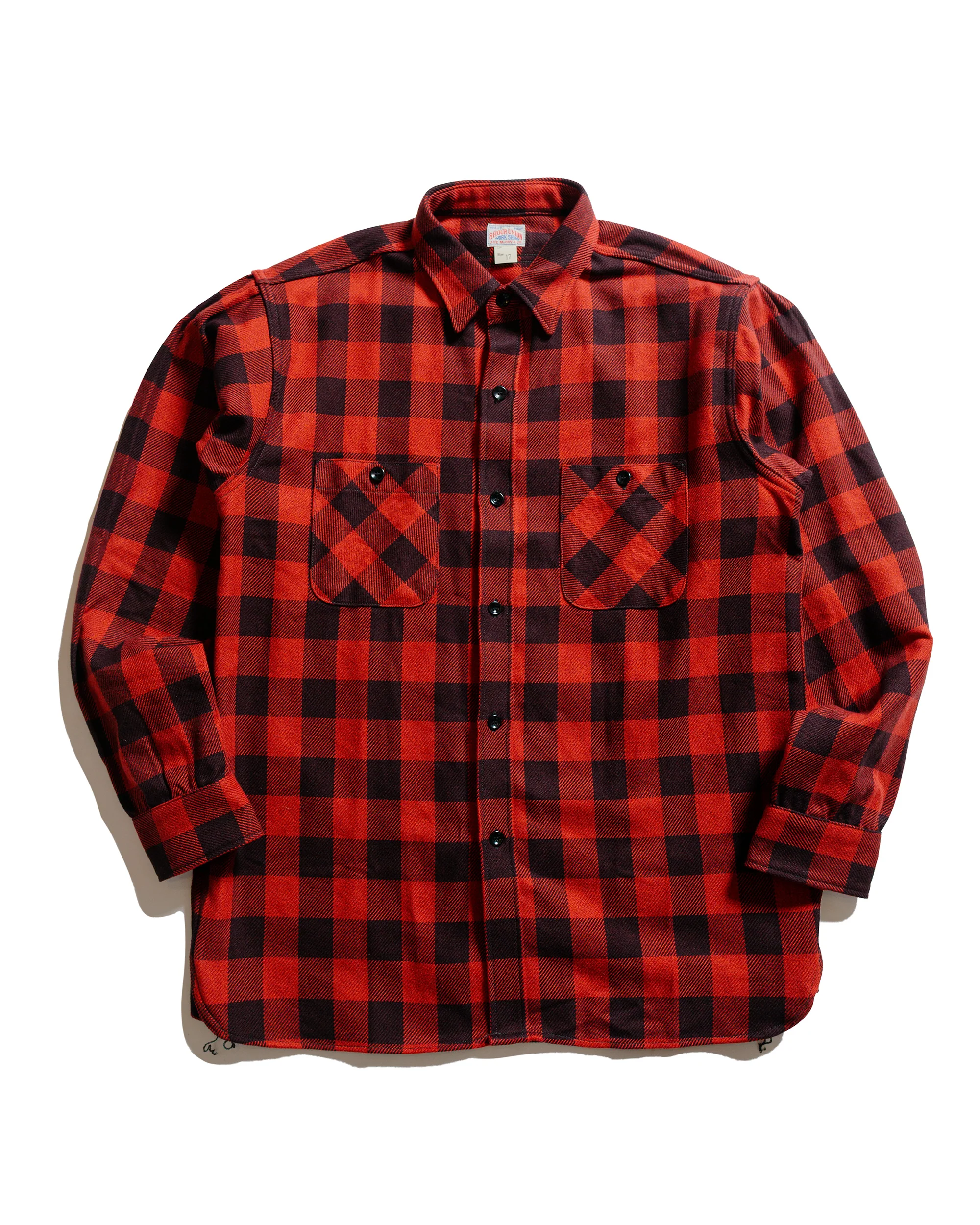 The Real McCoy's MS24102 8HU Twisted-Yarn Buffalo Check Flannel Shirt Red/Black