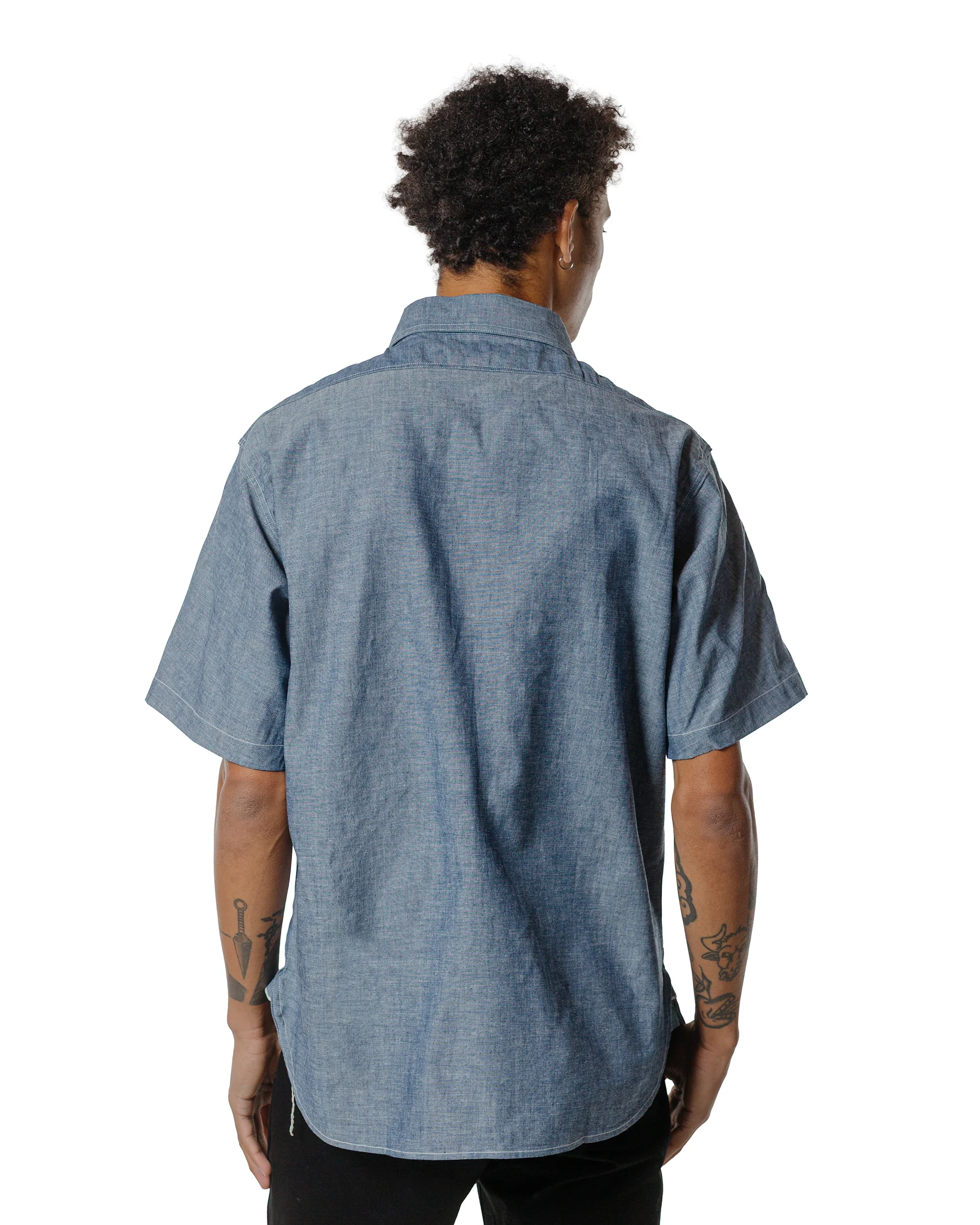 The Real McCoy's MS25005 U.S. Navy Chambray Shirt S/S (Modify) Light Blue - Image 3