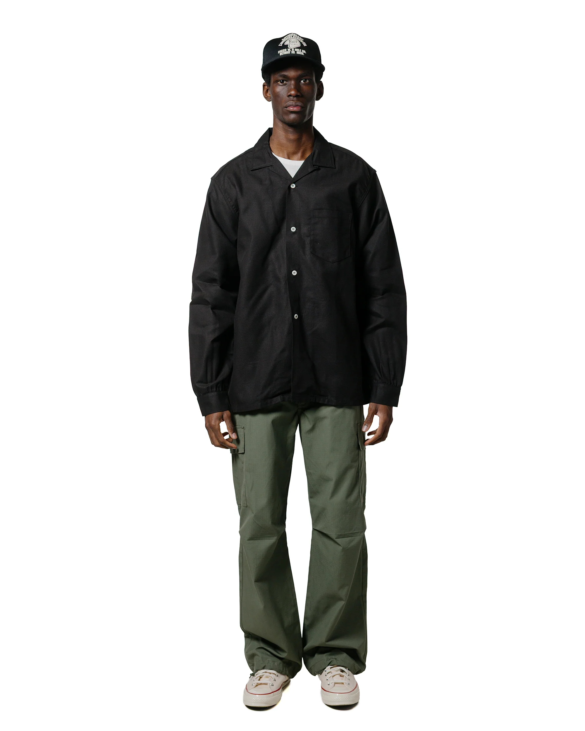 The Real McCoy's MS25010 Joe McCoy Panama Shirt L/S Black - Image 4